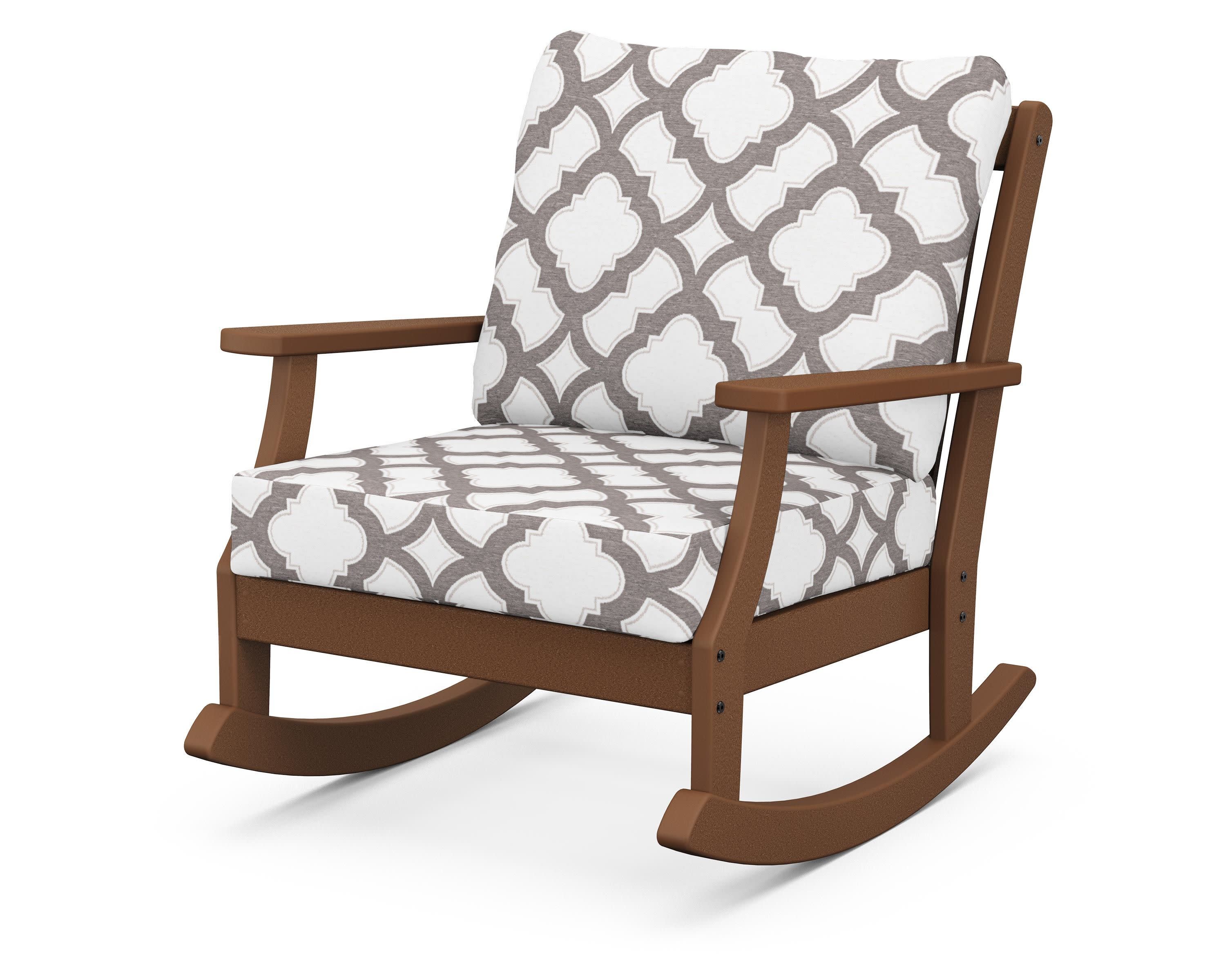 Braxton Deep Seating Rocking Chair in Teak / Trellis Grey Mist