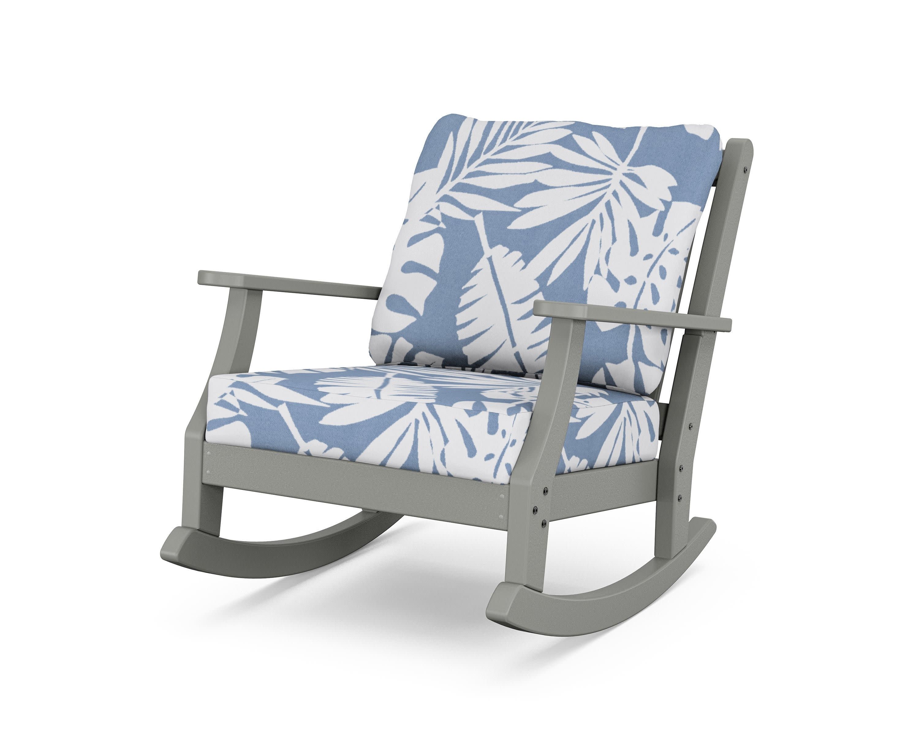 Wovendale Deep Seating Rocking Chair in Slate Grey / Leaf Sky Blue