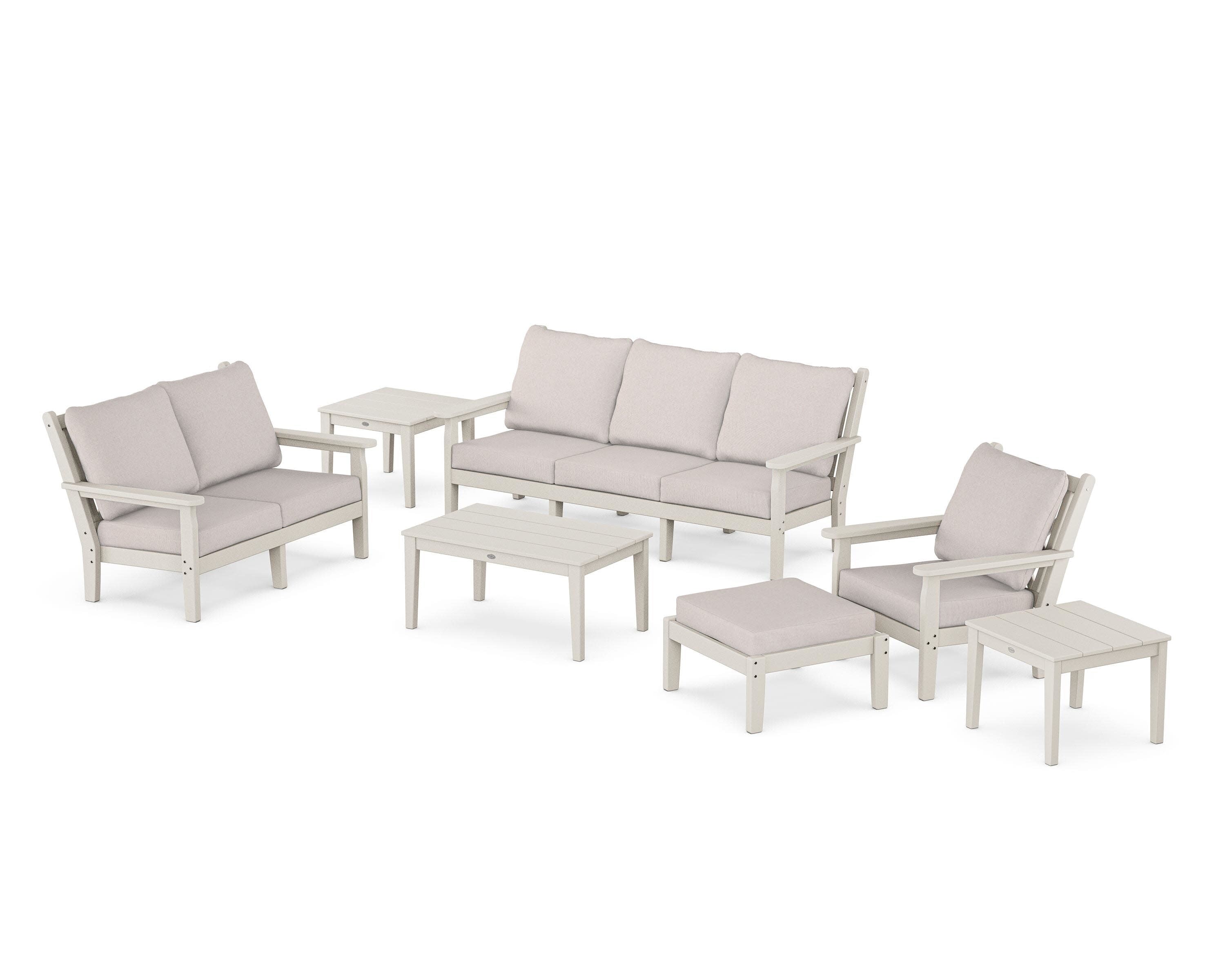 Chippendale 7-Piece Deep Seating Set in Sand / Dune Burlap