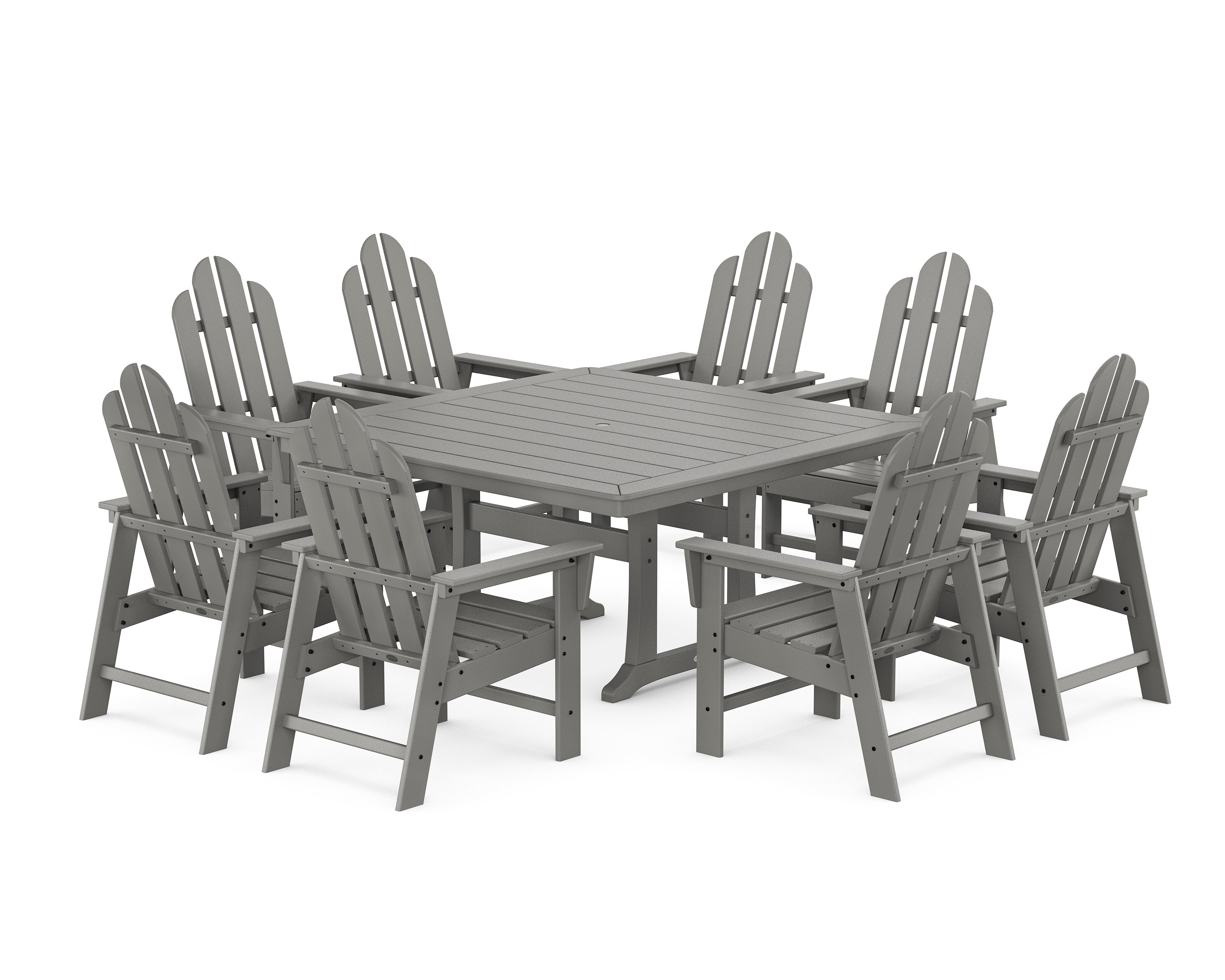 Long Island 9-Piece Square Dining Set with Trestle Legs in Slate Grey