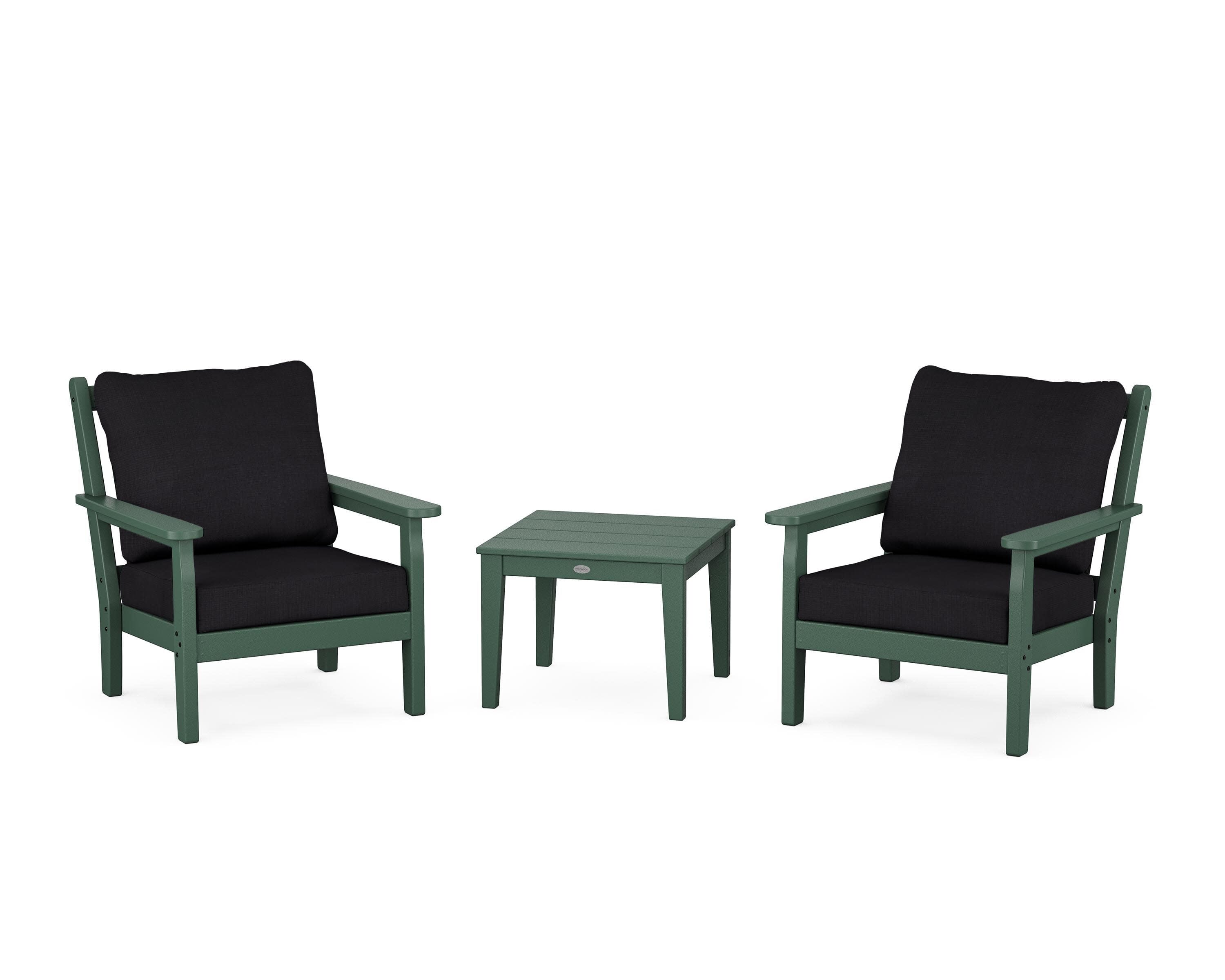 Chippendale 3-Piece Deep Seating Set in Green / Midnight Linen