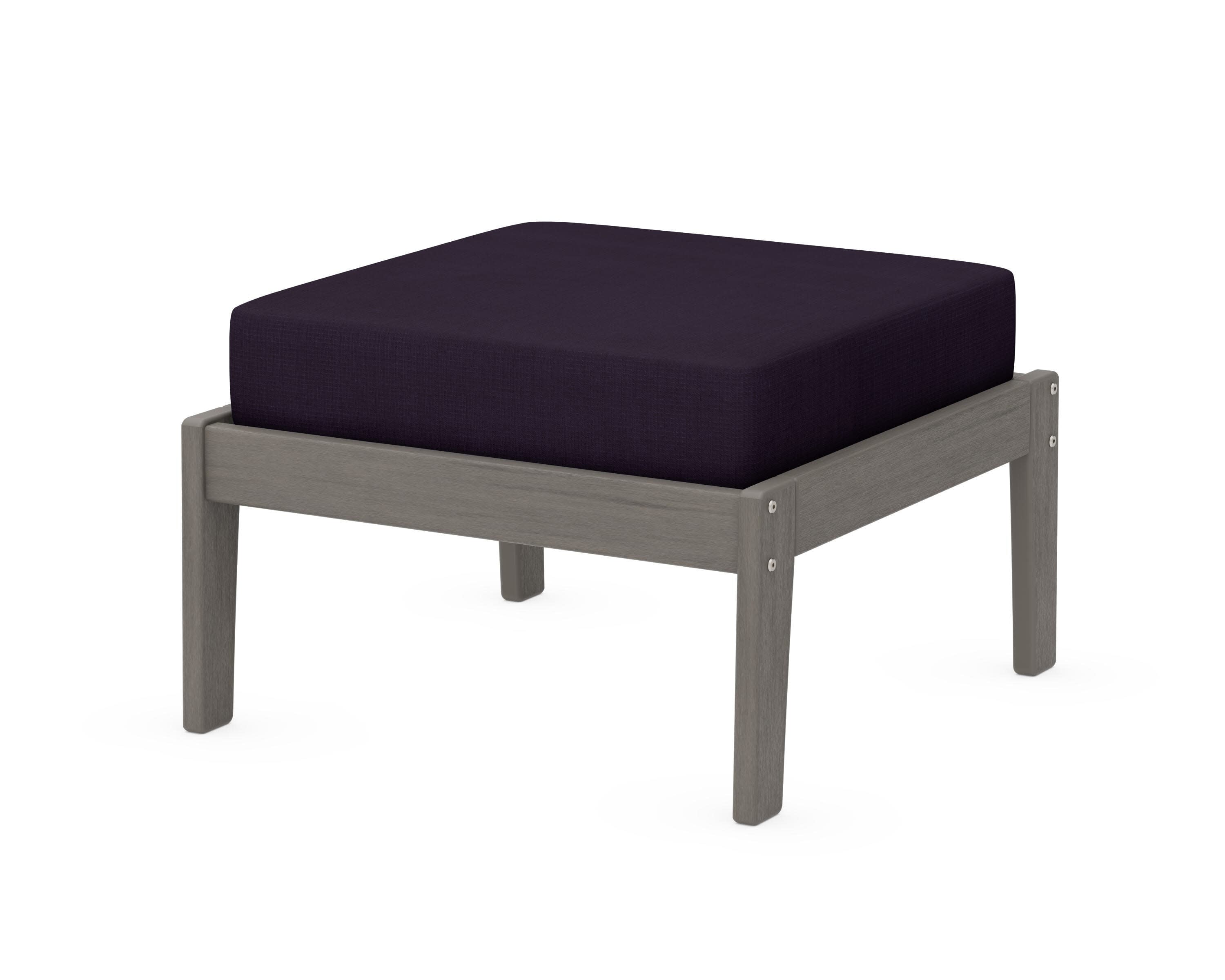 Deep Seating Ottoman in Driftwood / Navy Linen
