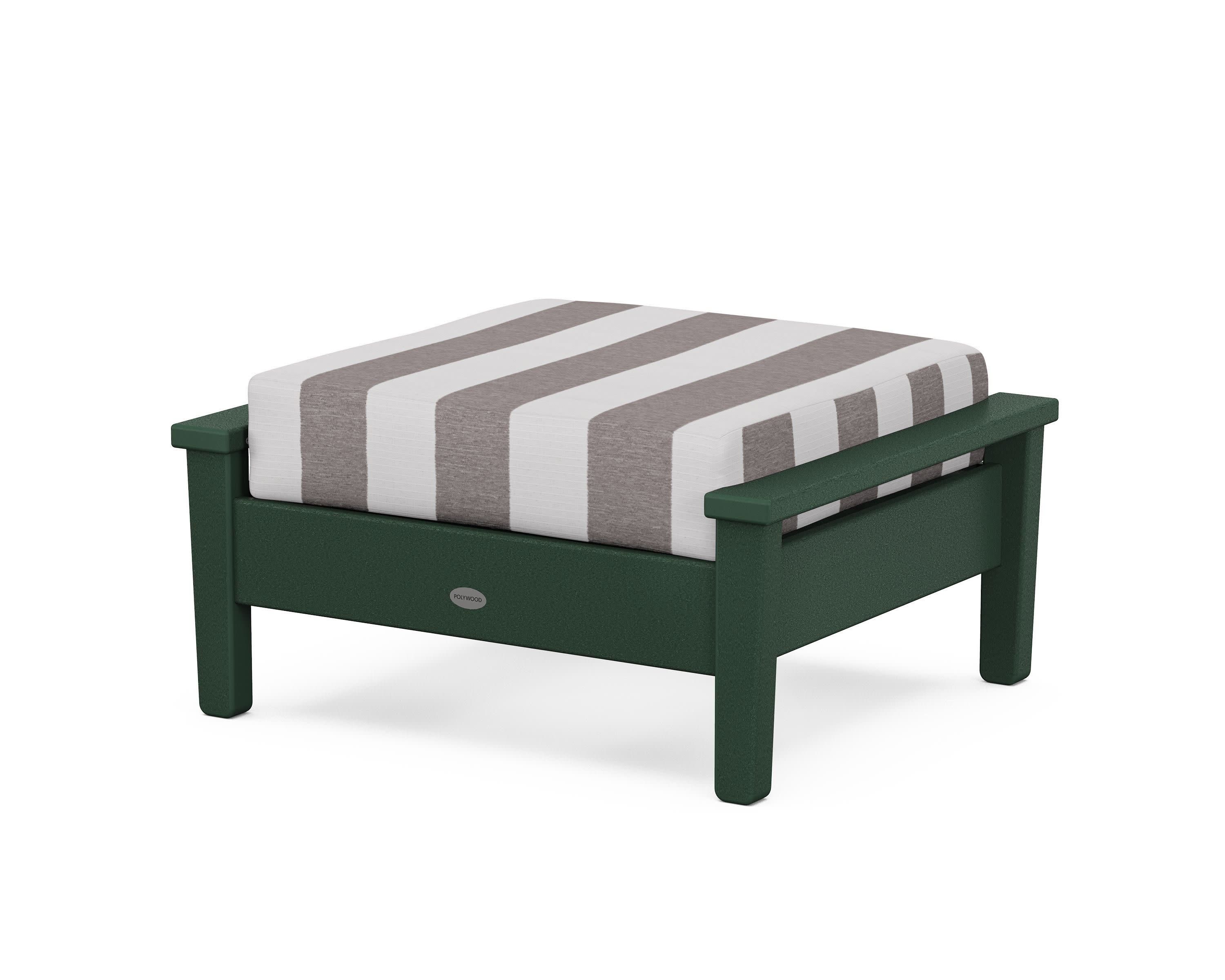 Prescott Deep Seating Ottoman in Green / Cabana Stripe Grey Mist