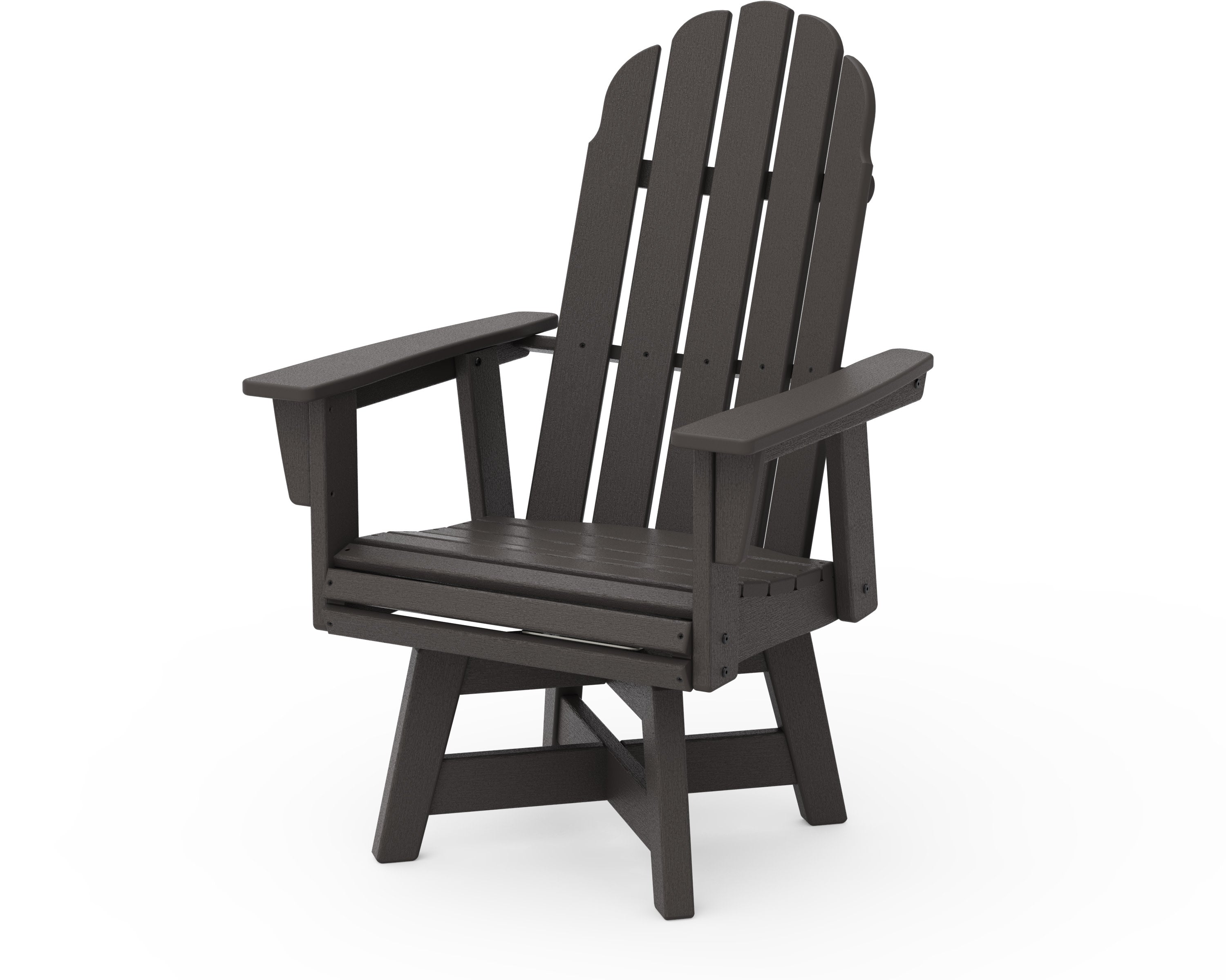 Vineyard Curveback Adirondack Swivel Dining Chair in Vintage Coffee