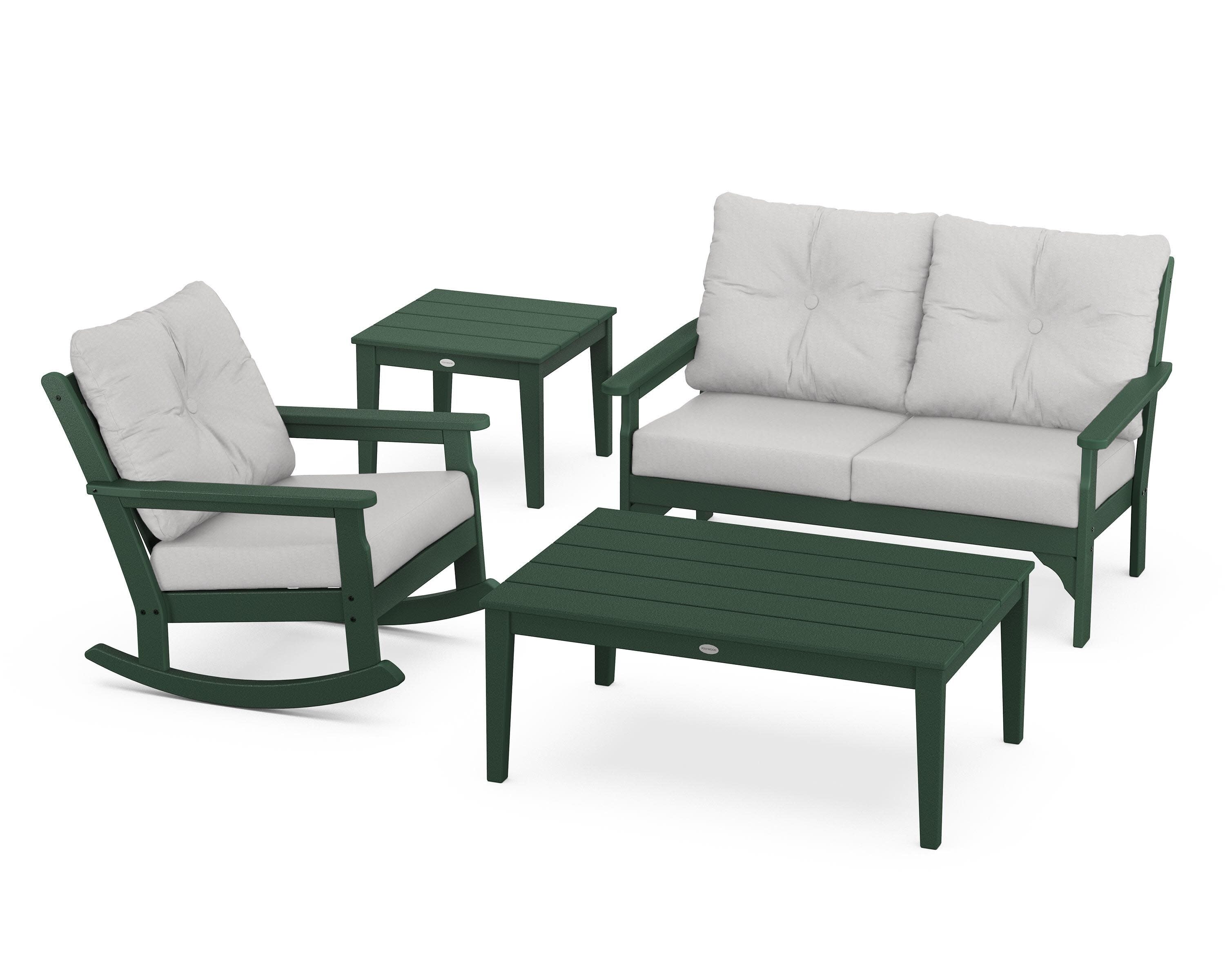 Vineyard 4-Piece Deep Seating Rocker Set in Green / Diamond in the Rough