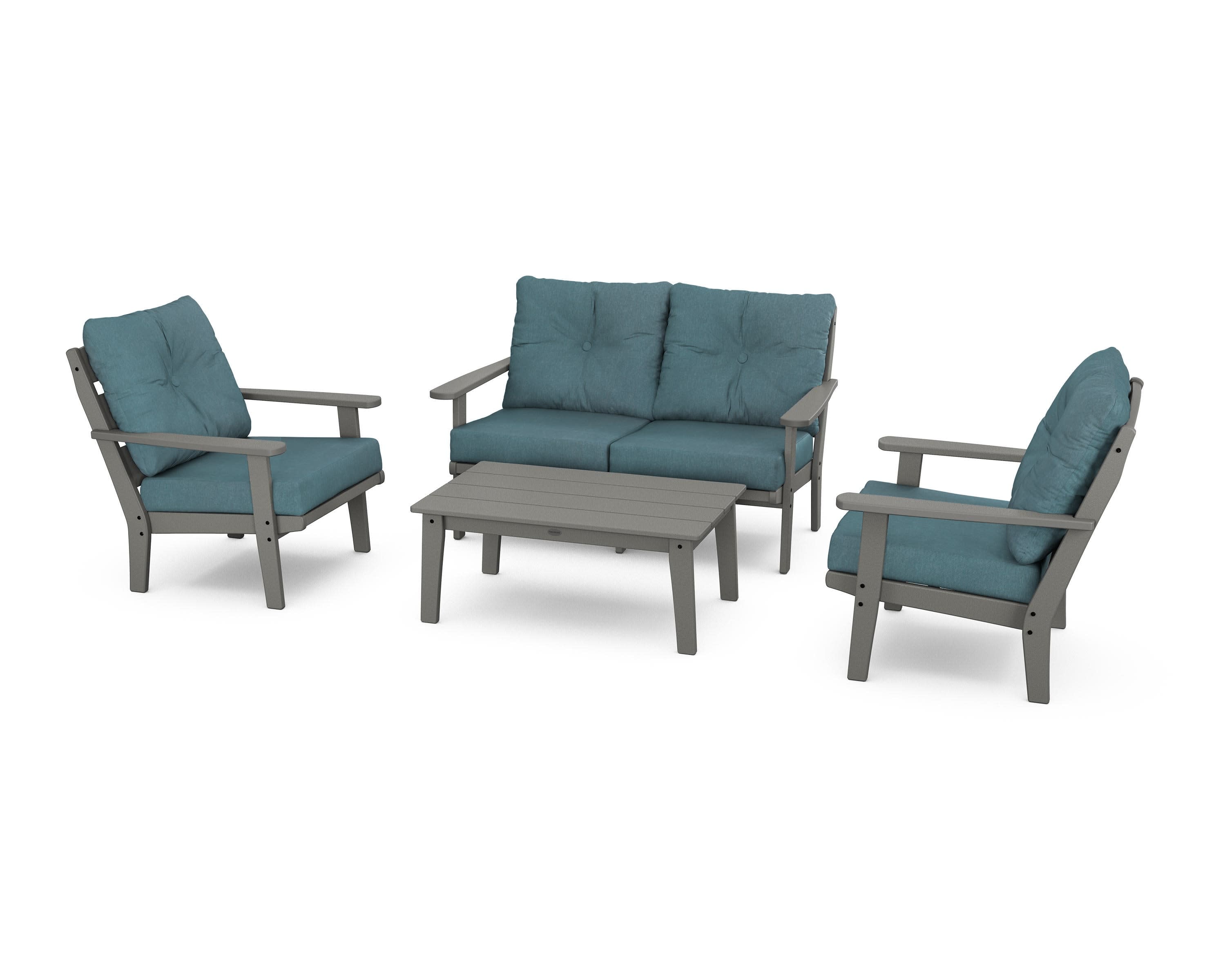 Lakeside 4-Piece Deep Seating Set in Slate Grey / Ocean Teal