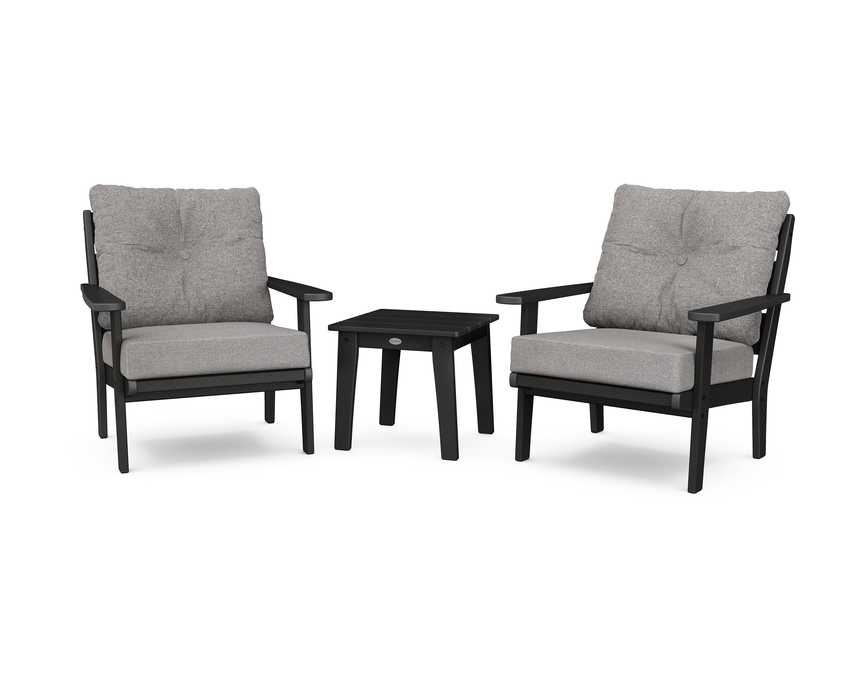 Lakeside 3-Piece Deep Seating Chair Set in Black / Grey Mist