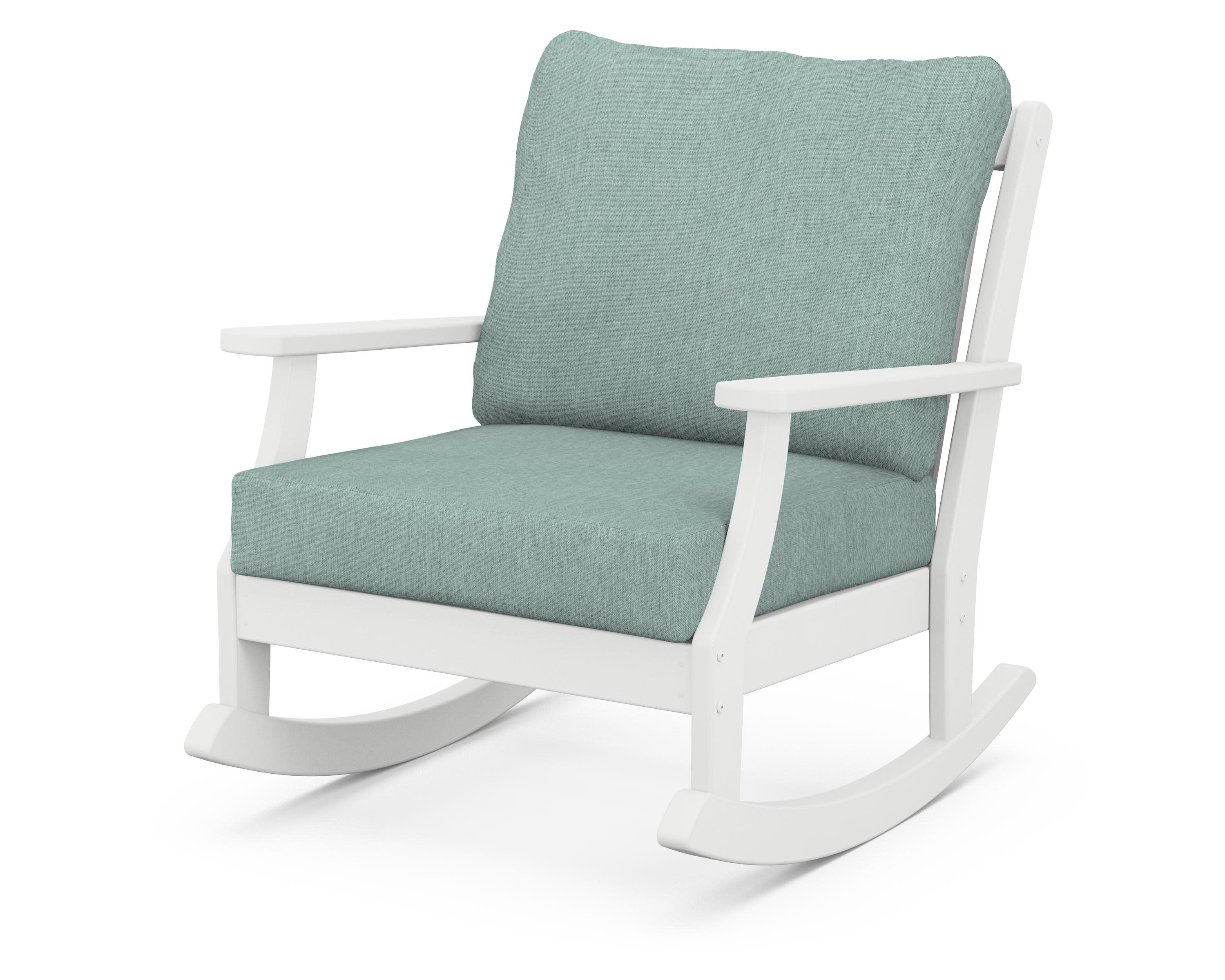 Braxton Deep Seating Rocking Chair in White / Glacier Spa