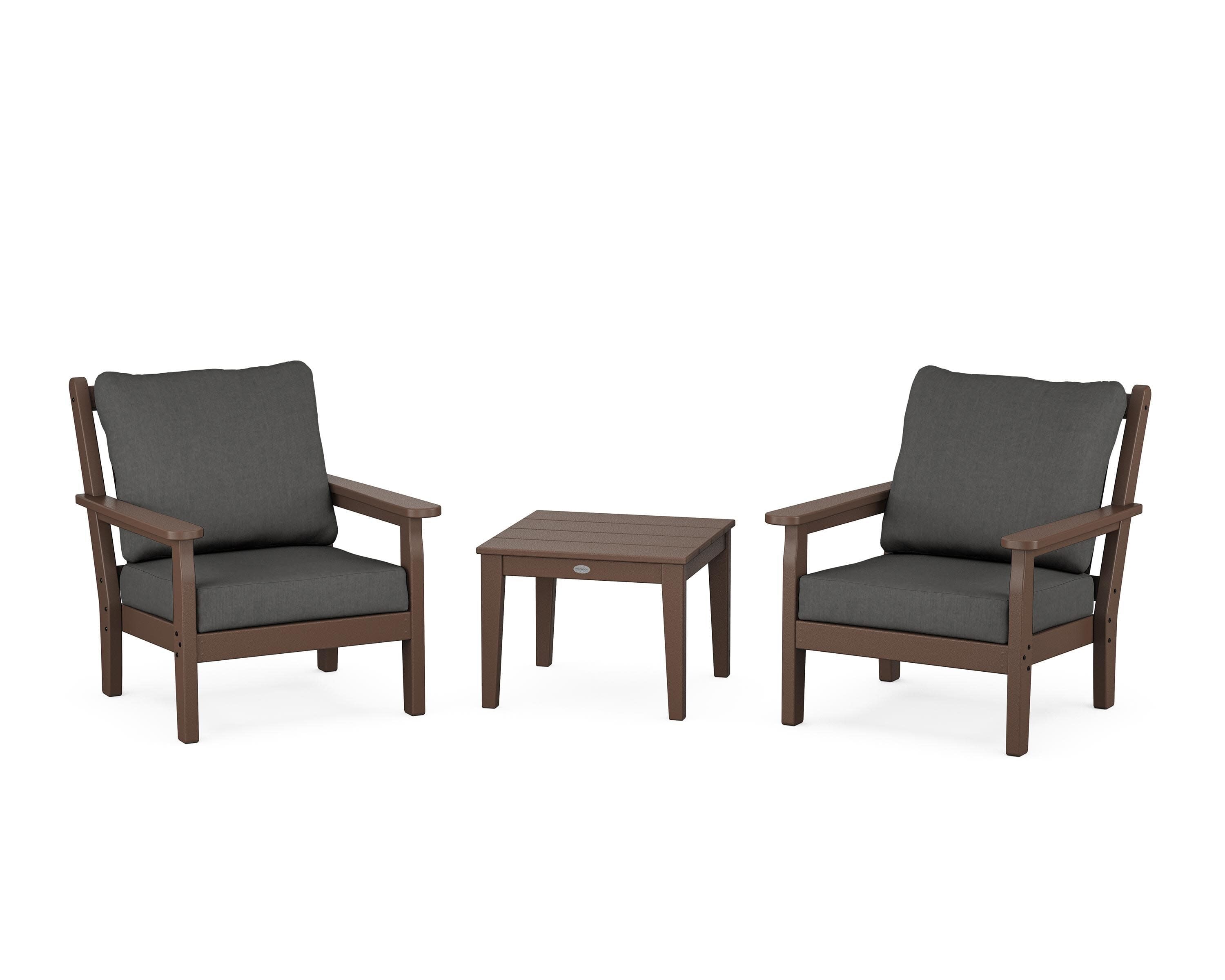 Chippendale 3-Piece Deep Seating Set in Mahogany / Spectrum Carbon