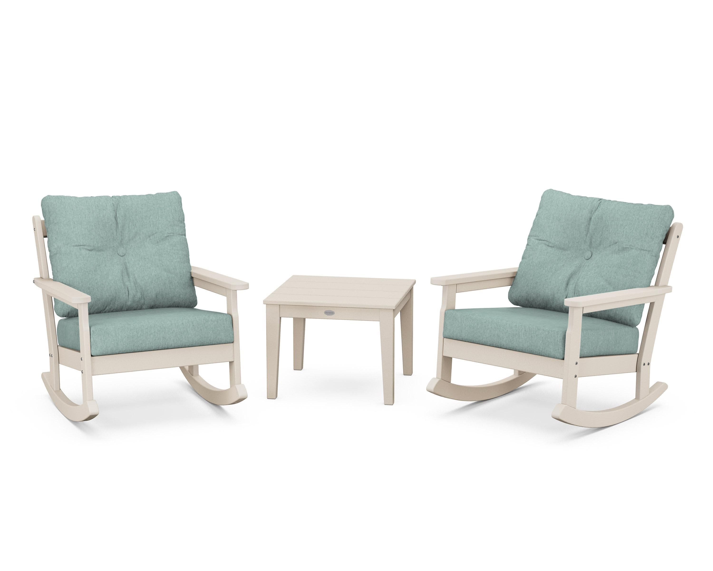 Vineyard 3-Piece Deep Seating Rocker Set in Sand / Glacier Spa