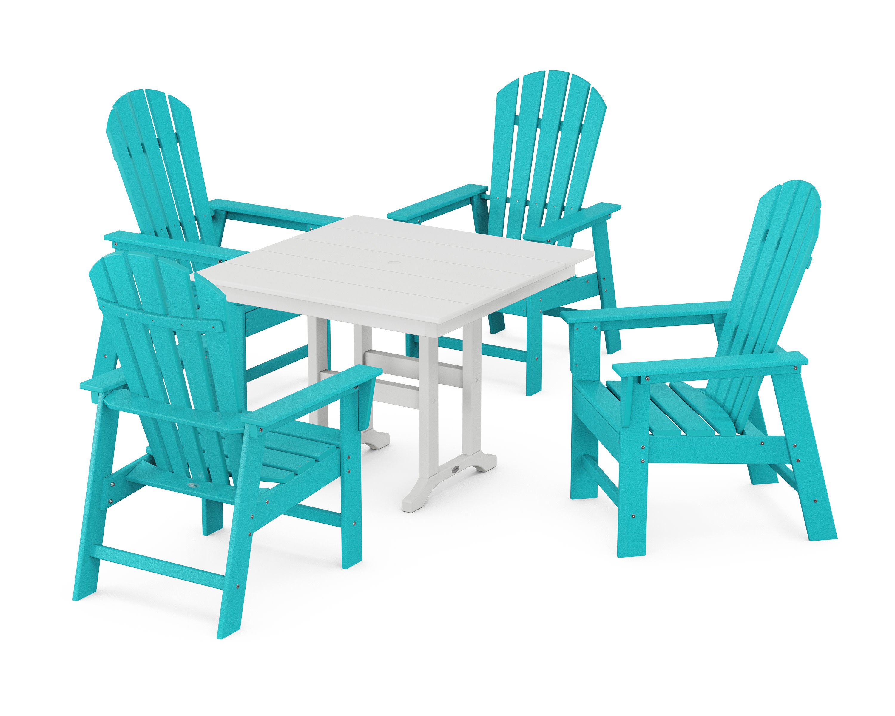 South Beach 5-Piece Farmhouse Dining Set in Aruba / White