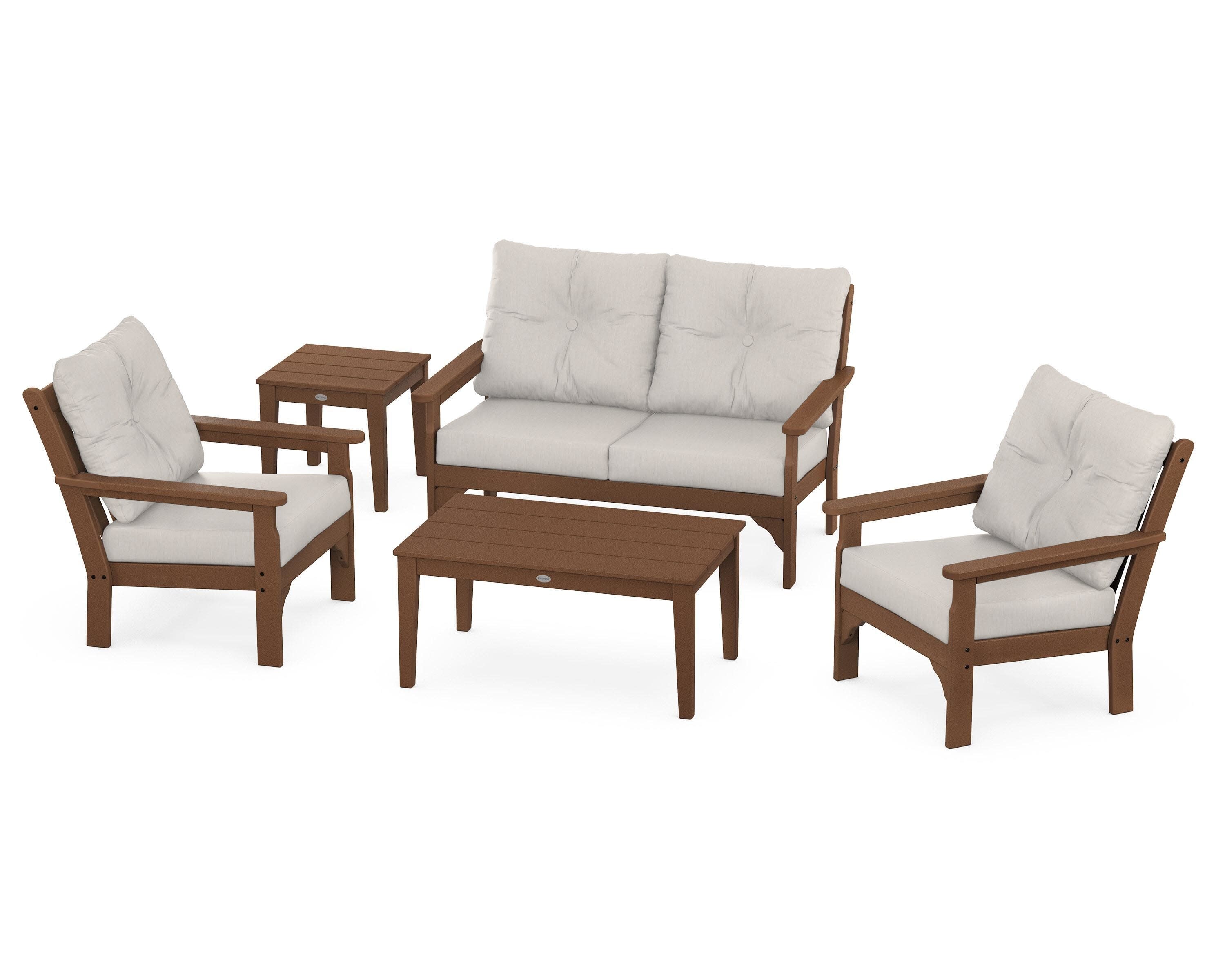 Vineyard 5-Piece Deep Seating Set in Teak / Cast Ash