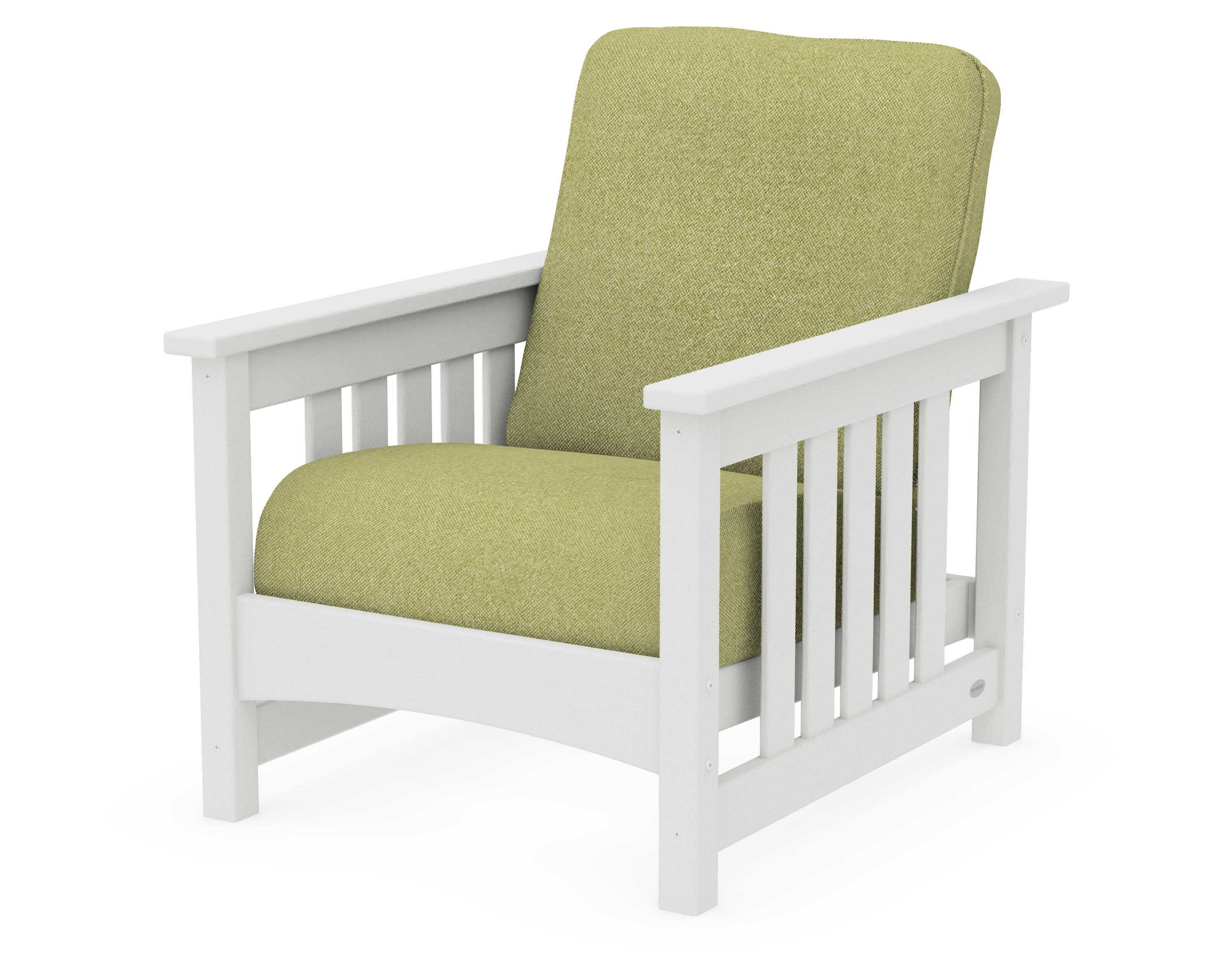 Club Mission Chair in Vintage White / Chartreuse Boucle