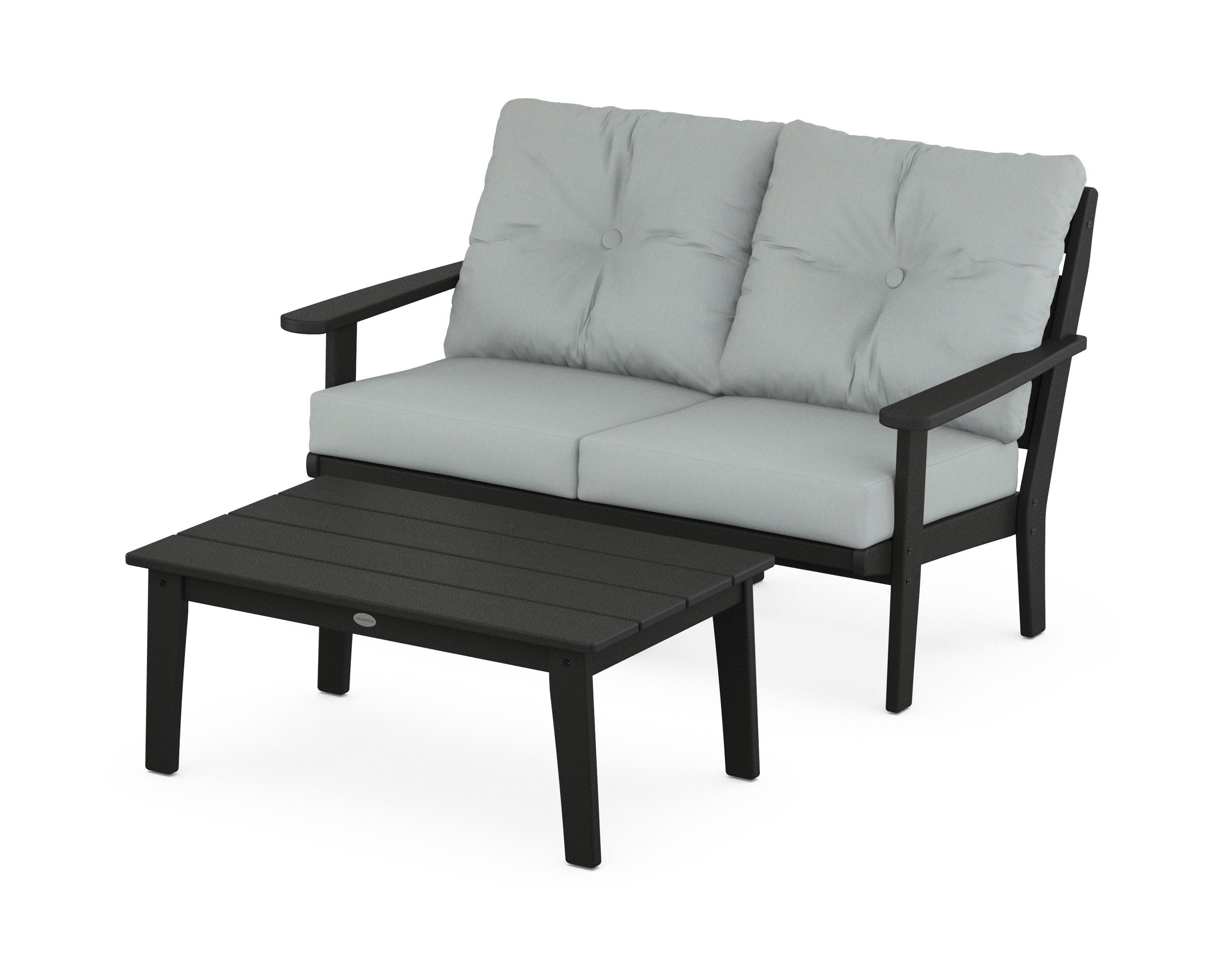 Lakeside 2-Piece Lounge Loveseat Set in Black / Spa
