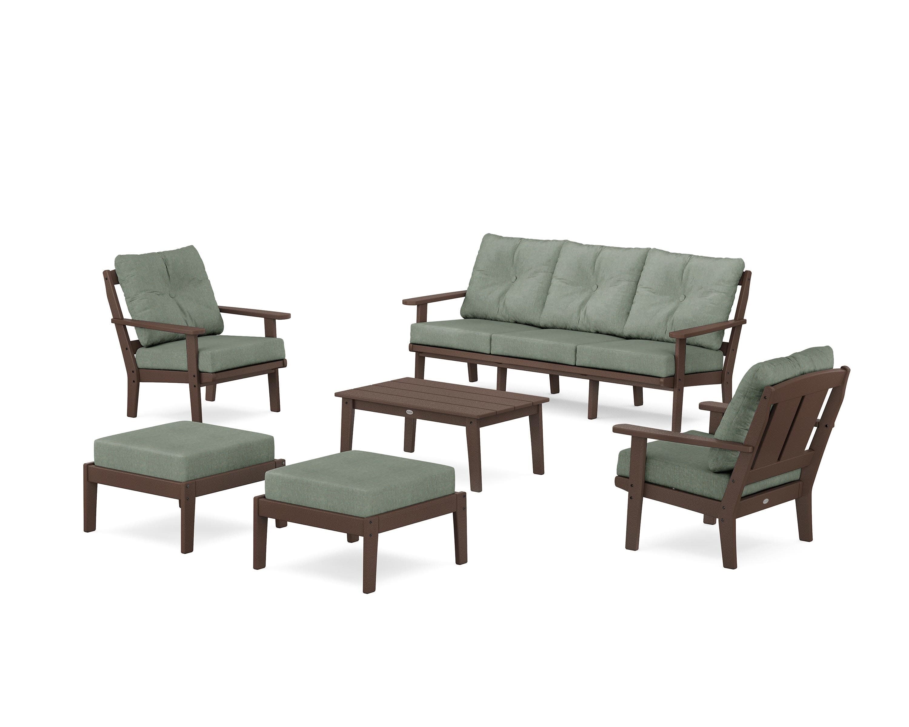 Mission 6-Piece Lounge Sofa Set in Mahogany / Cast Sage