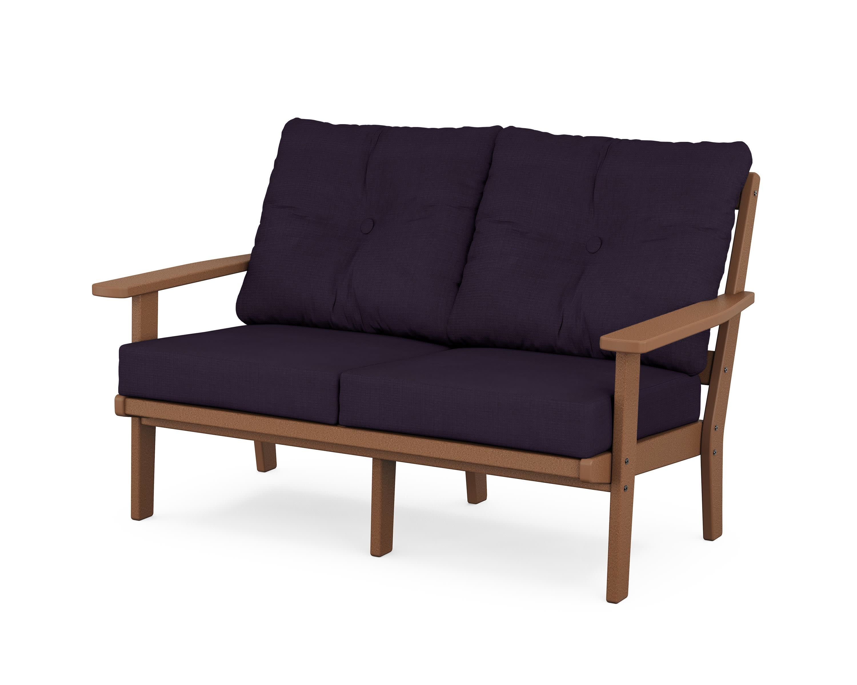 Oxford Deep SeatingLoveseat in Teak / Navy Linen