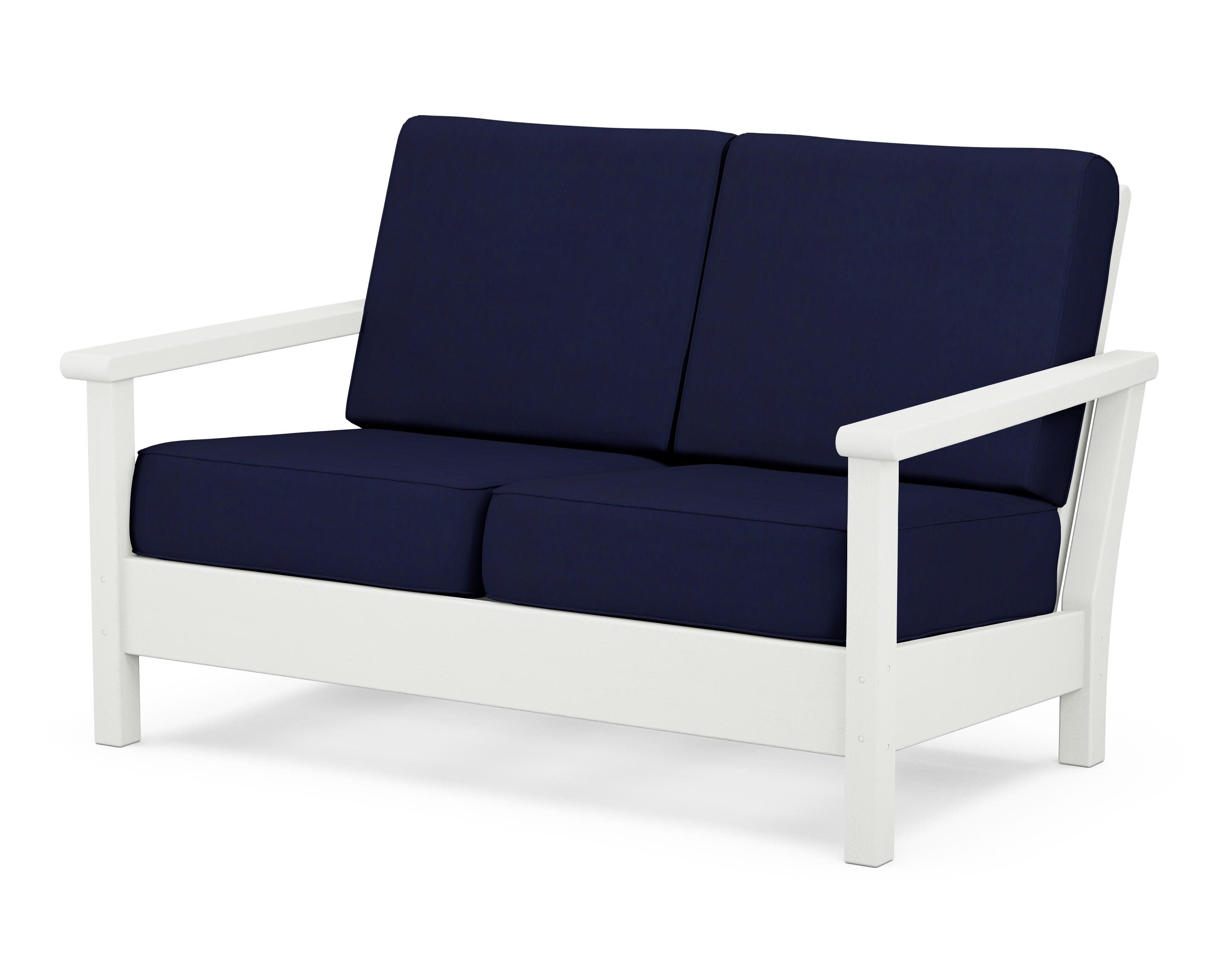 Harbour Deep Seating Loveseat in Vintage White / Navy