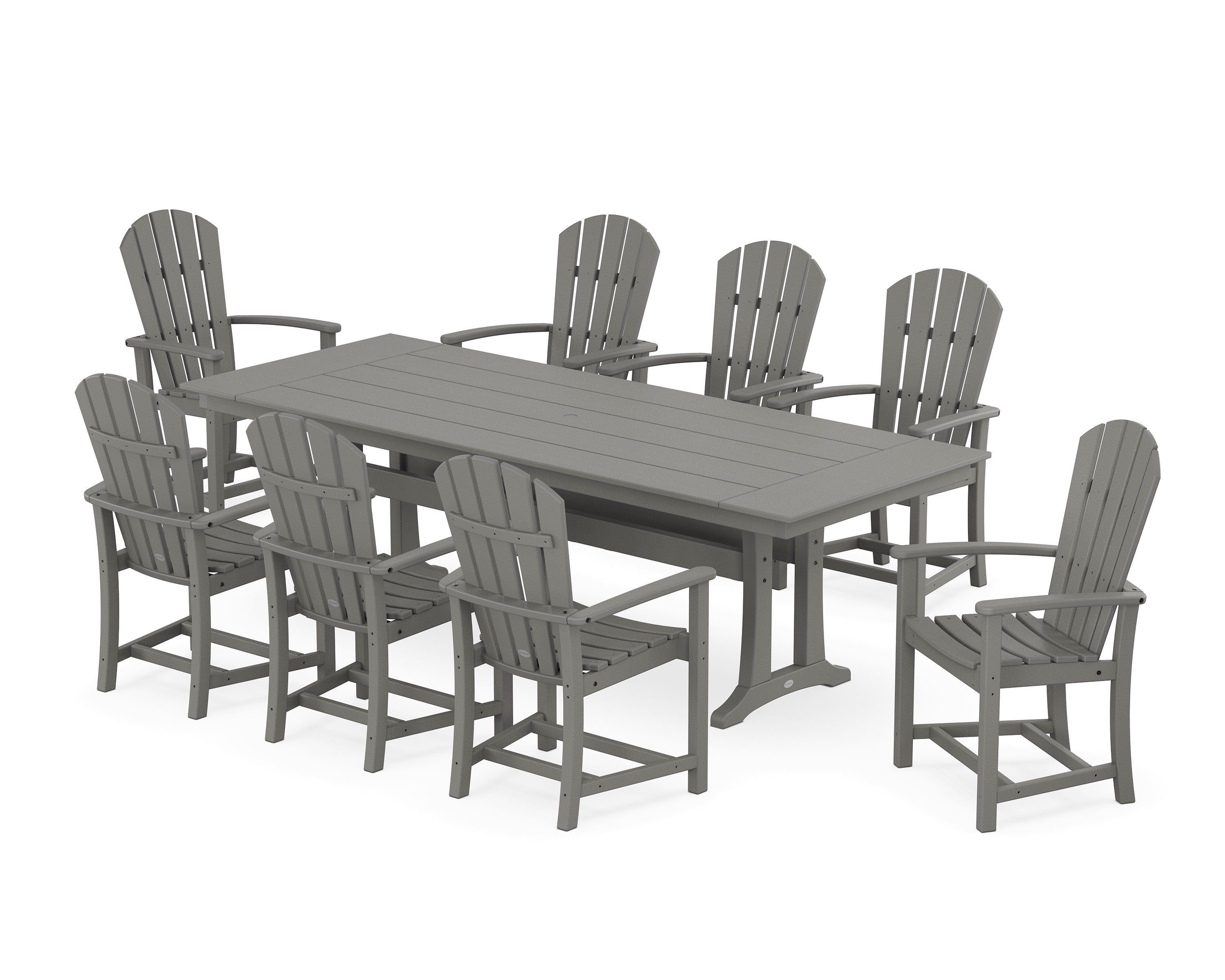 Palm Coast 9-Piece Farmhouse Dining Set with Trestle Legs in Slate Grey