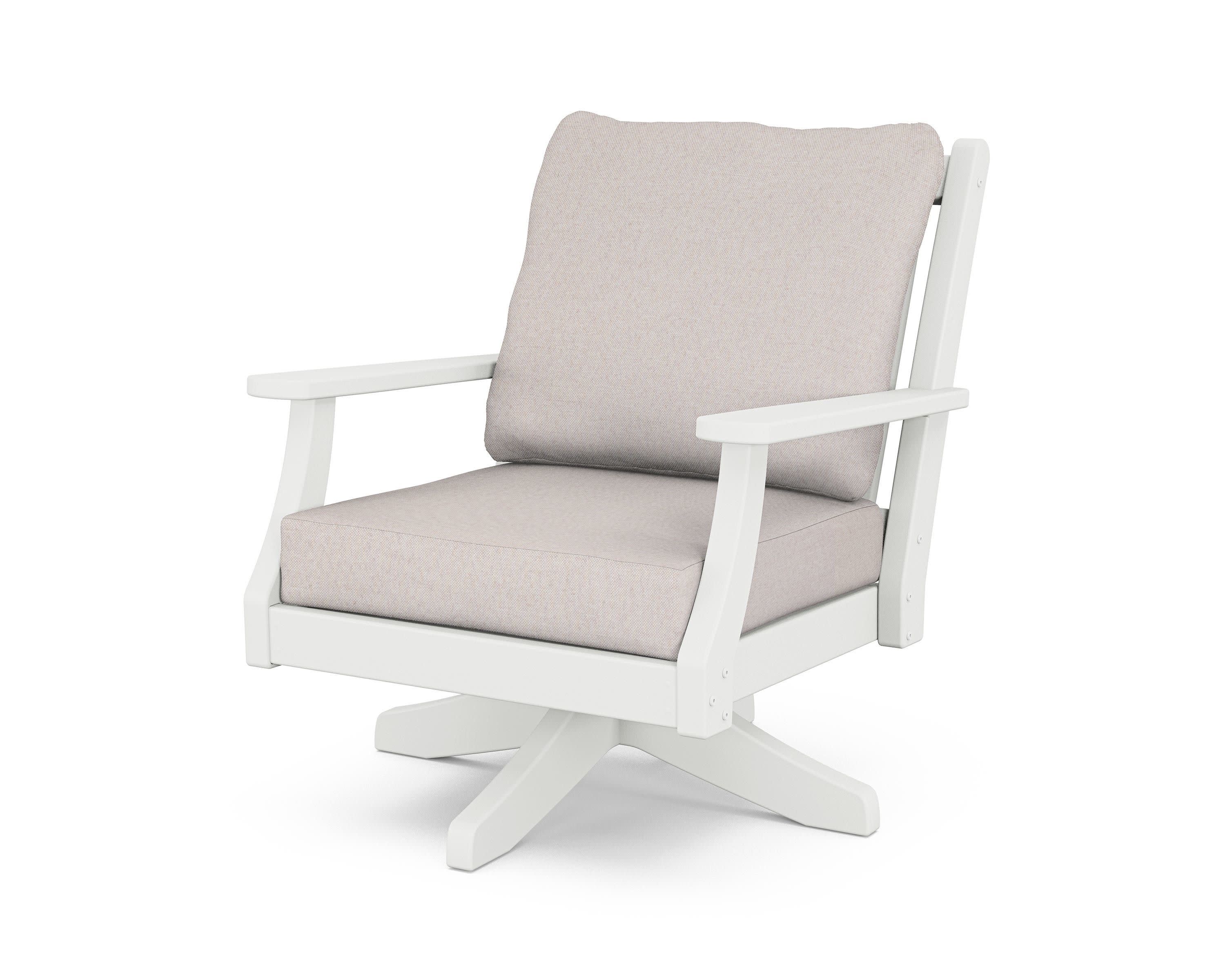 Wovendale Deep Seating Swivel Chair in White / Dune Burlap