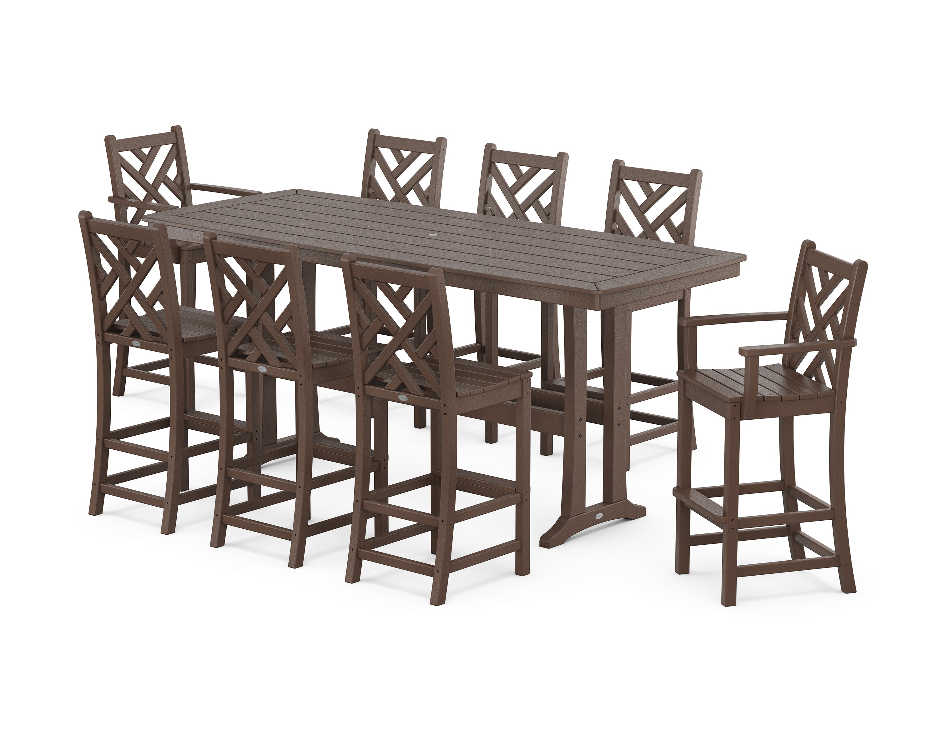 Chippendale 9-Piece Bar Set with Trestle Legs in Mahogany