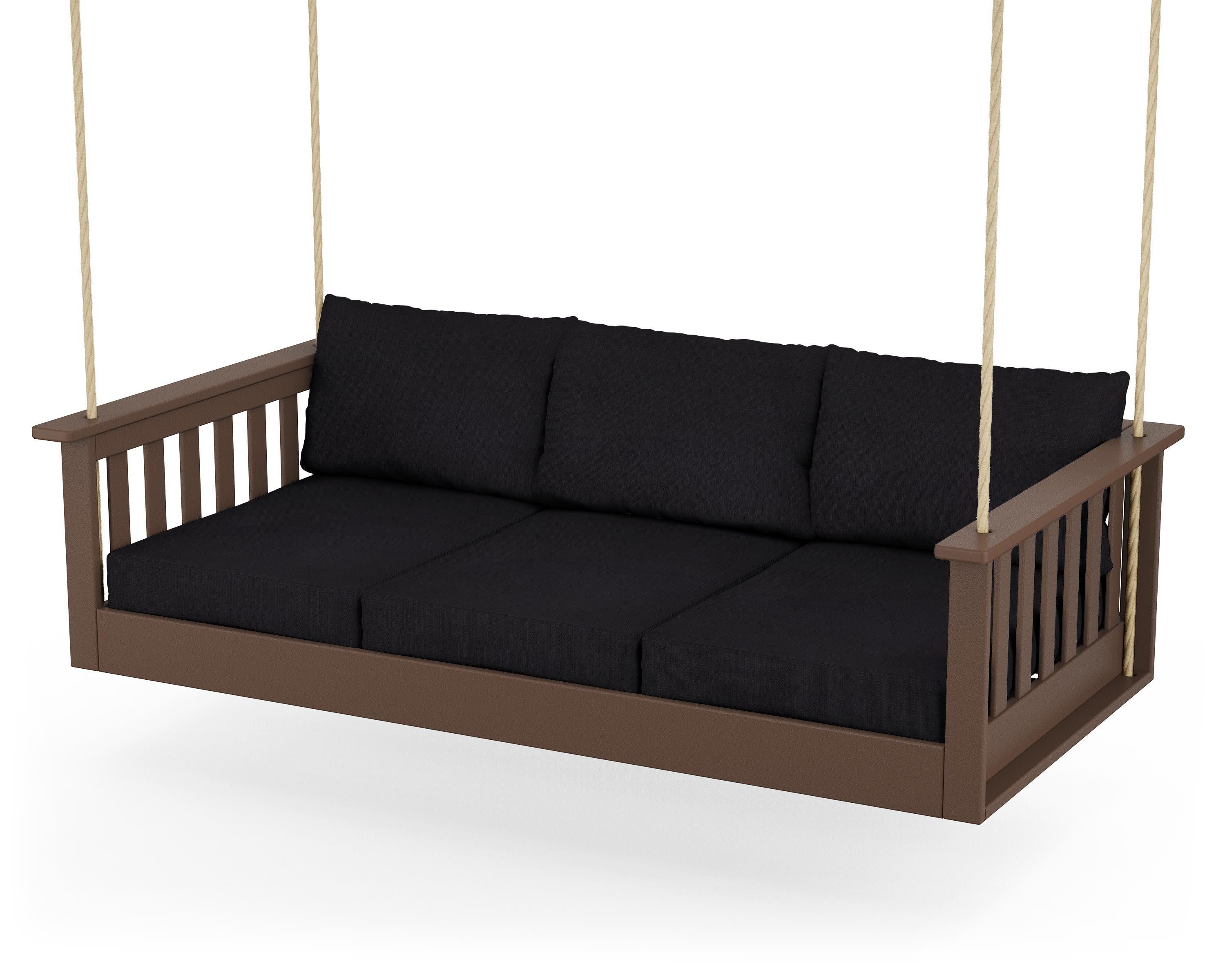 Vineyard Daybed Swing in Mahogany / Midnight Linen