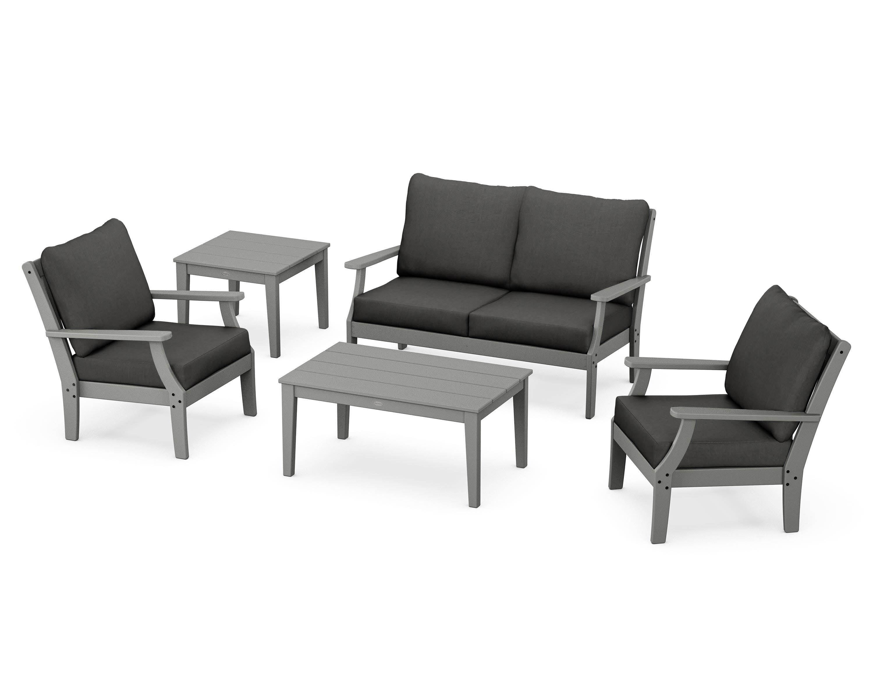 Braxton 5-Piece Deep Seating Set in Slate Grey / Spectrum Carbon