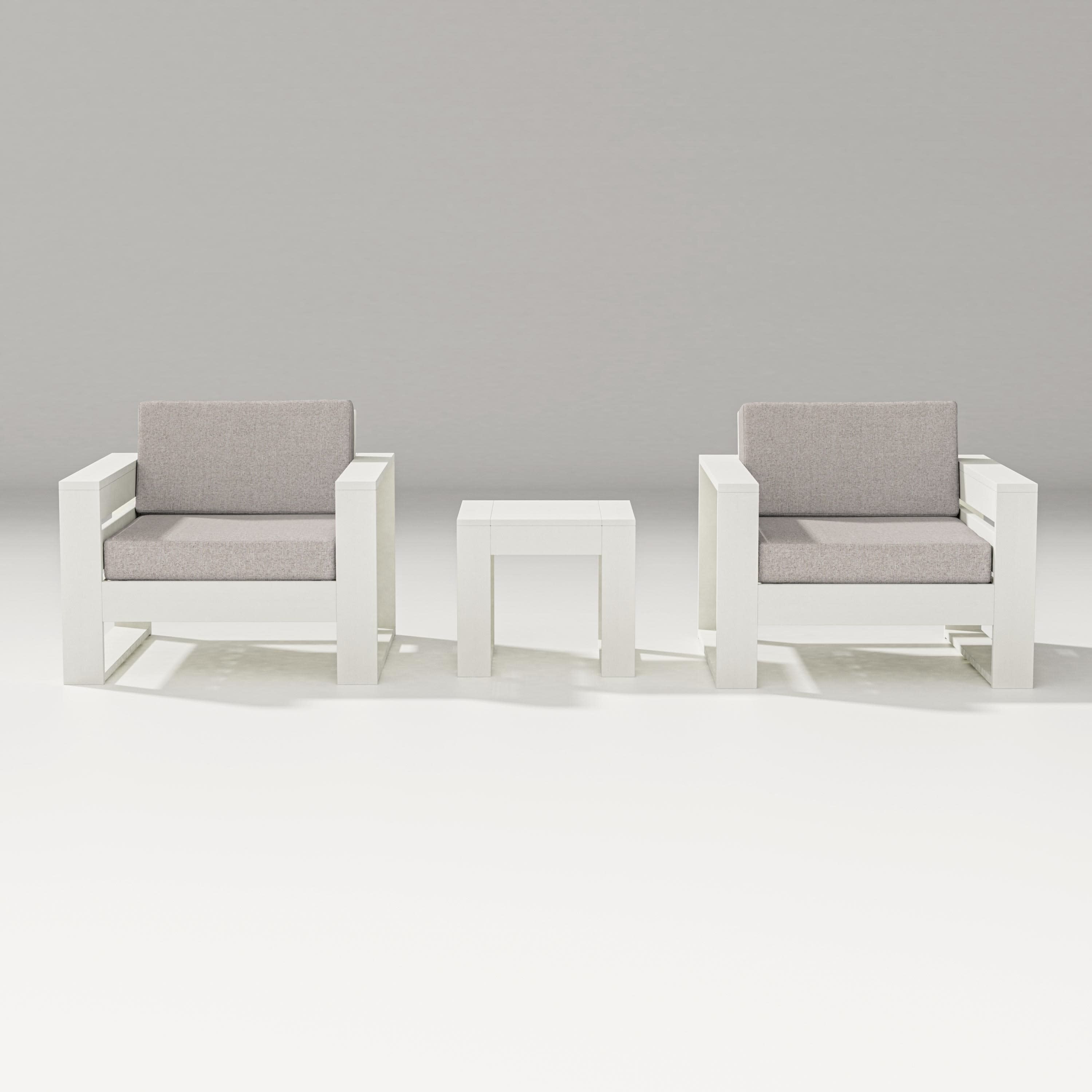Latitude 3-Piece Lounge Chair Set in Vintage White / Weathered Tweed