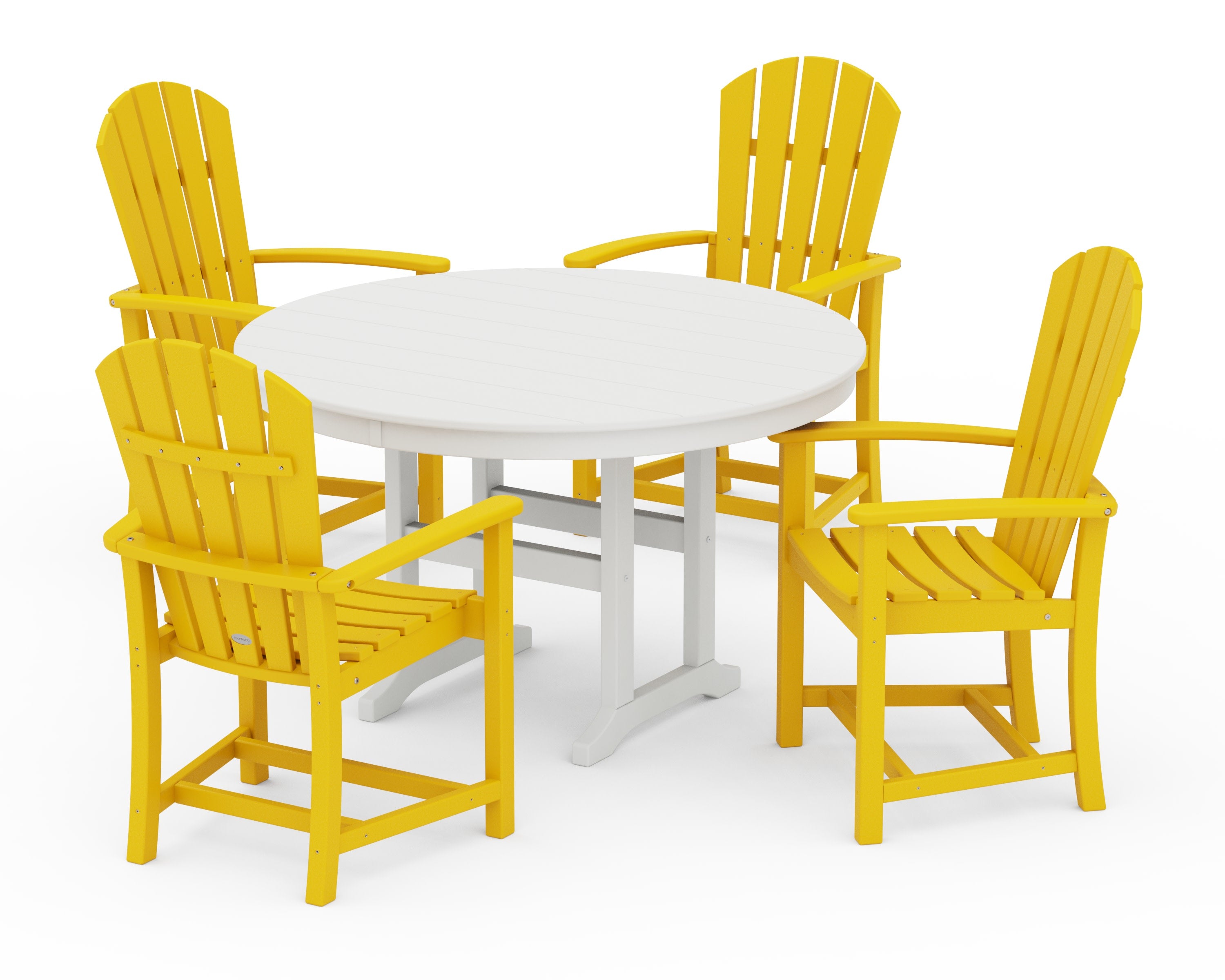 Palm Coast 5-Piece Round Farmhouse Dining Set in Lemon / White