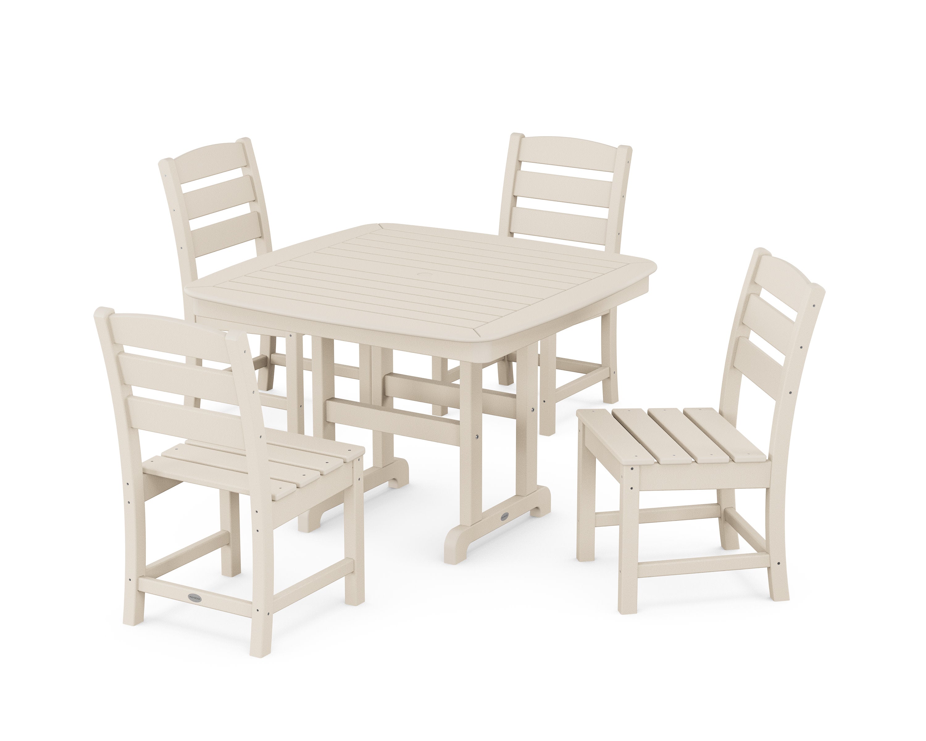 Lakeside Side Chair 5-Piece Dining Set with Trestle Legs in Sand
