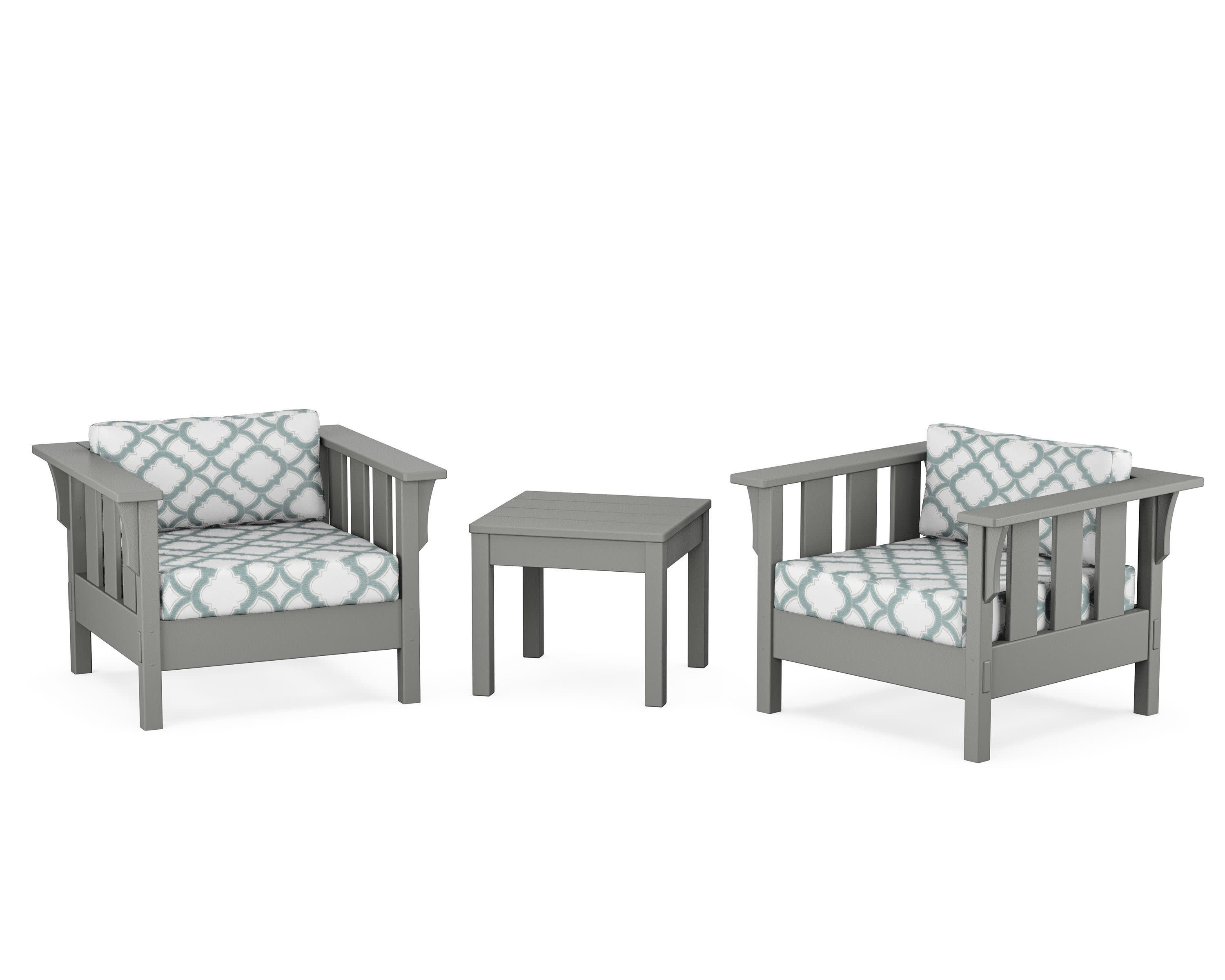 Acadia 3-Piece Deep Seating Set in Slate Grey / Trellis Glacier Spa