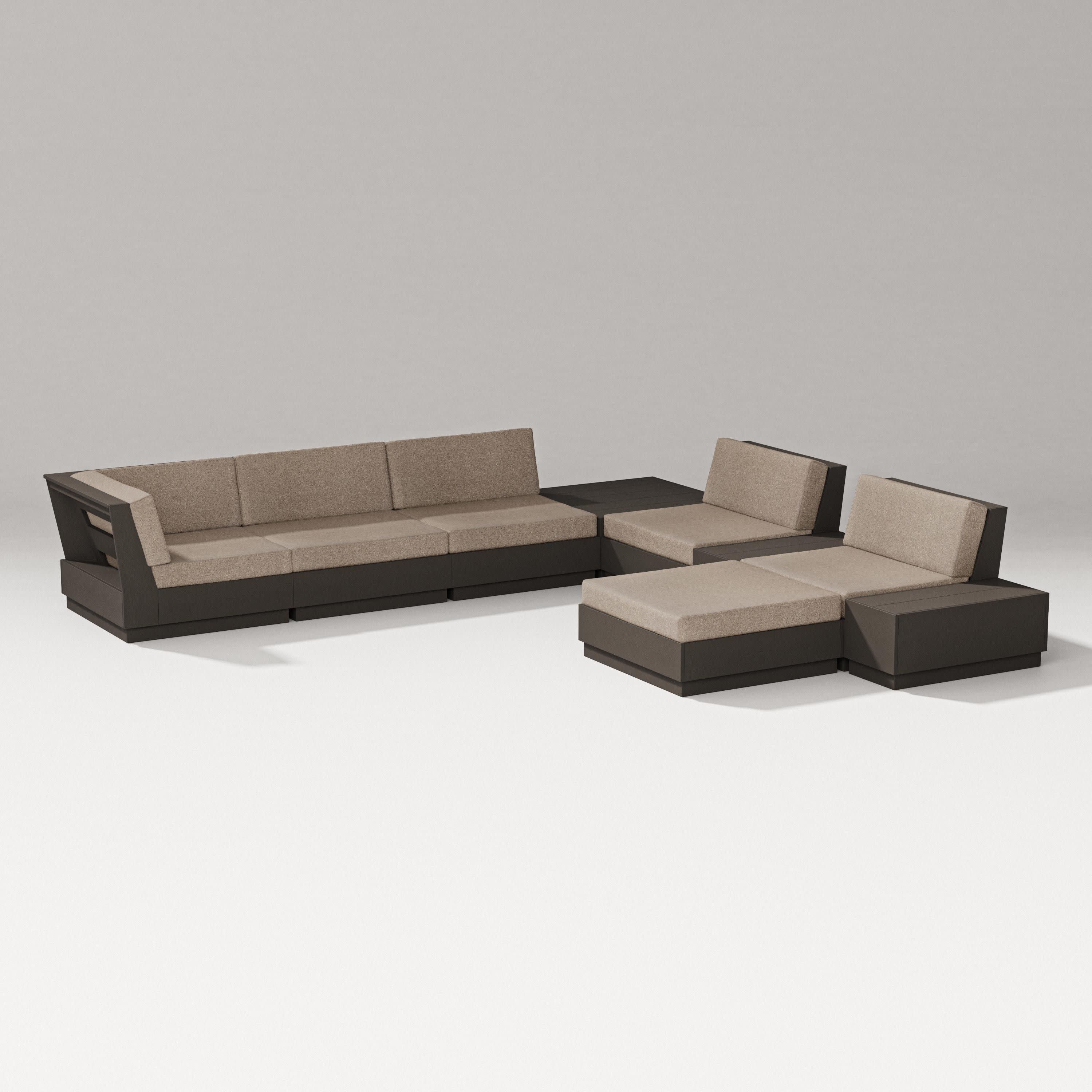 Elevate 9-Piece Conversation Sectional in Vintage Coffee / Spiced Burlap