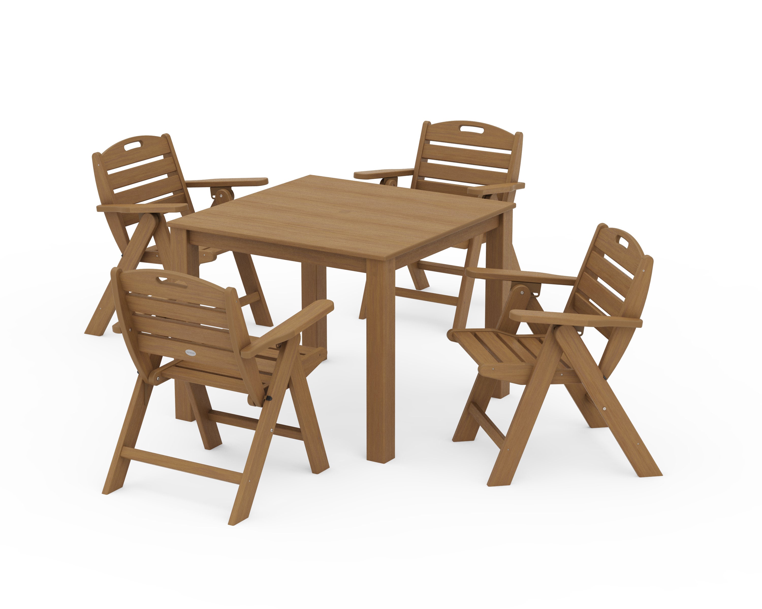 Nautical Folding Lowback Chair 5-Piece Parsons Dining Set in Natural