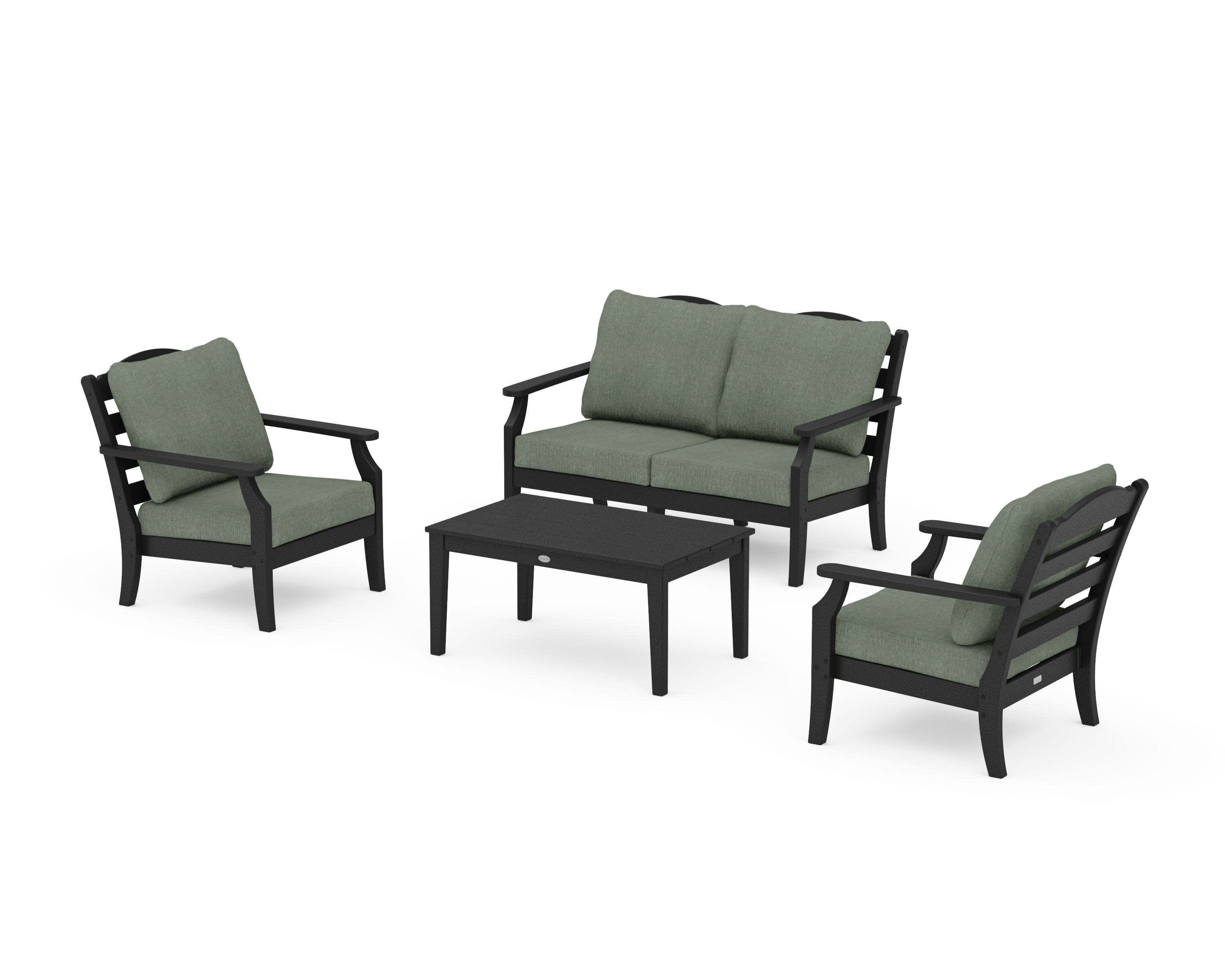 Savannah 4-Piece Deep Seating Set with Loveseat in Black / Cast Sage