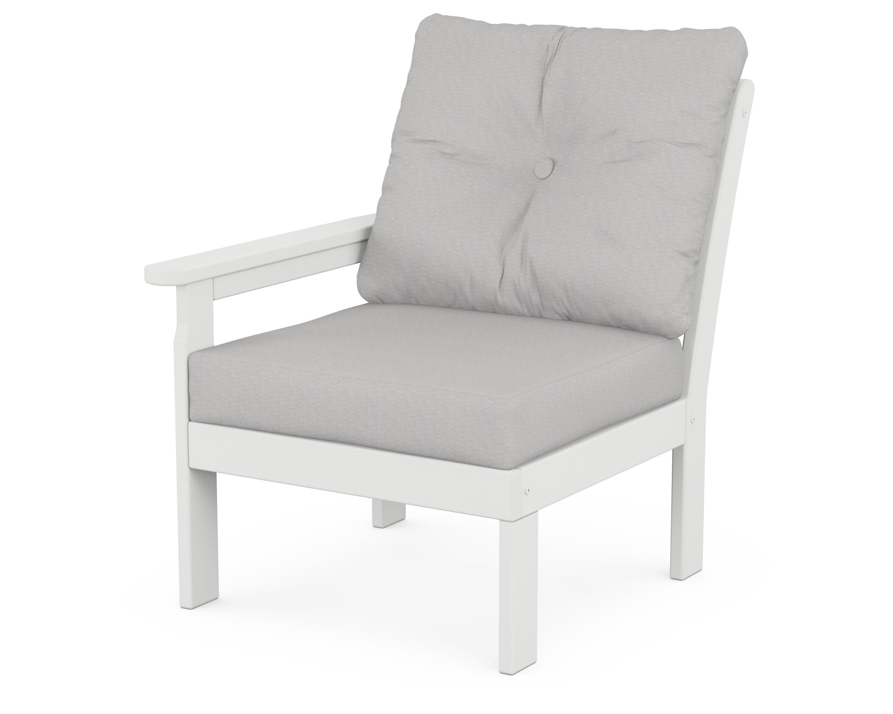 Vineyard Modular Left Arm Chair in White / Diamond in the Rough