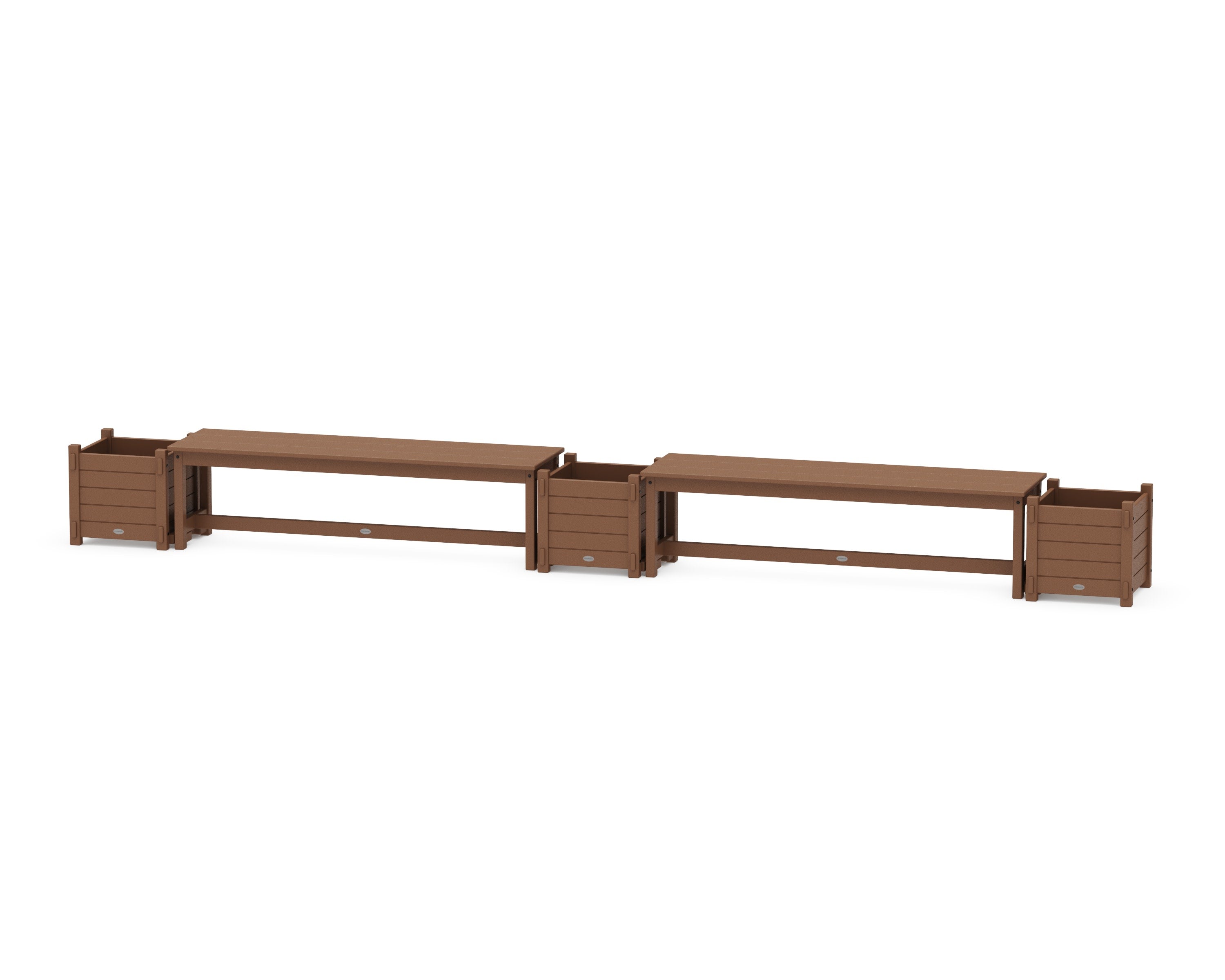 60" Nautical Straight Double Planter Bench Set in Teak