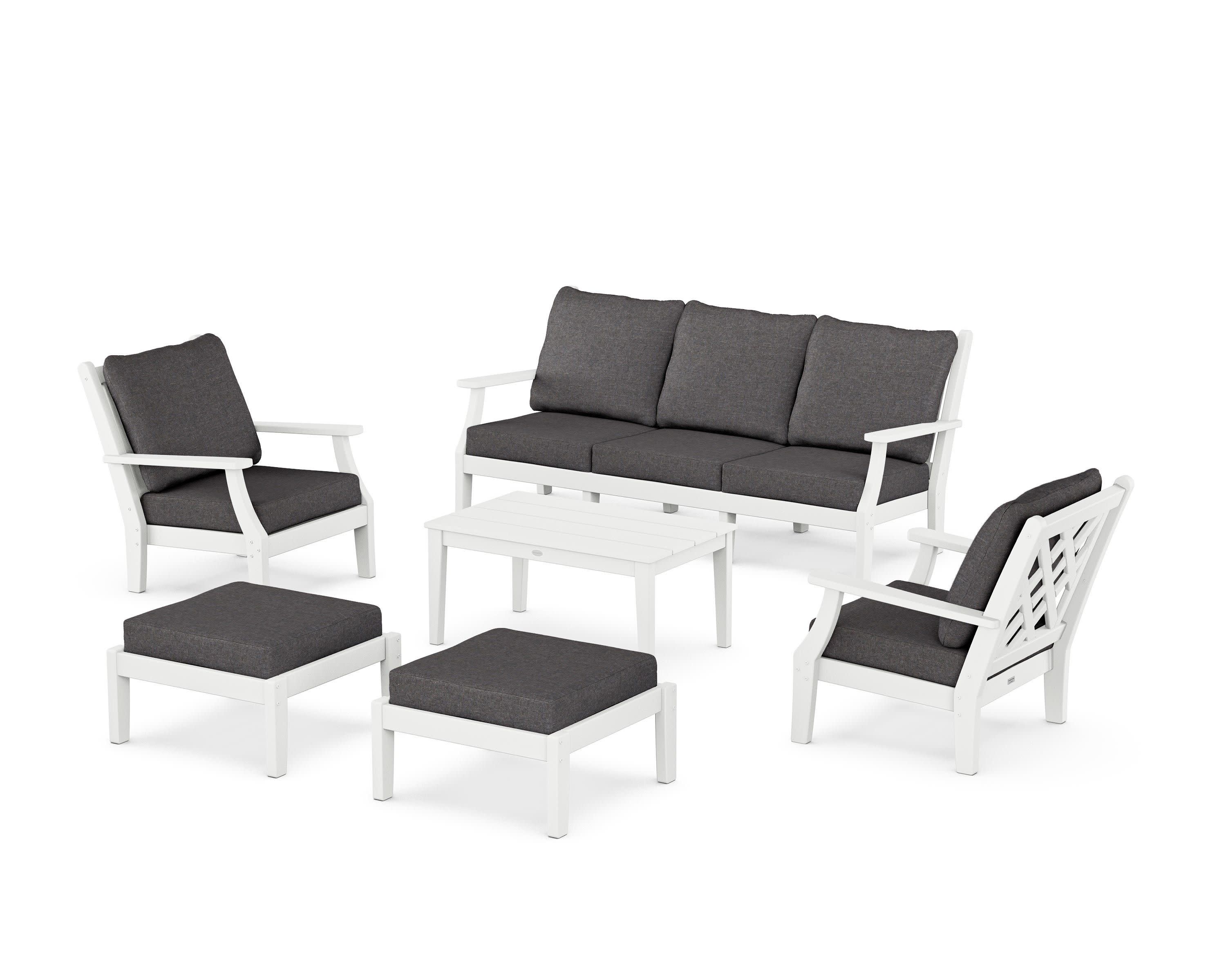 Wovendale 6-Piece Lounge Sofa Set in White / Ash Charcoal