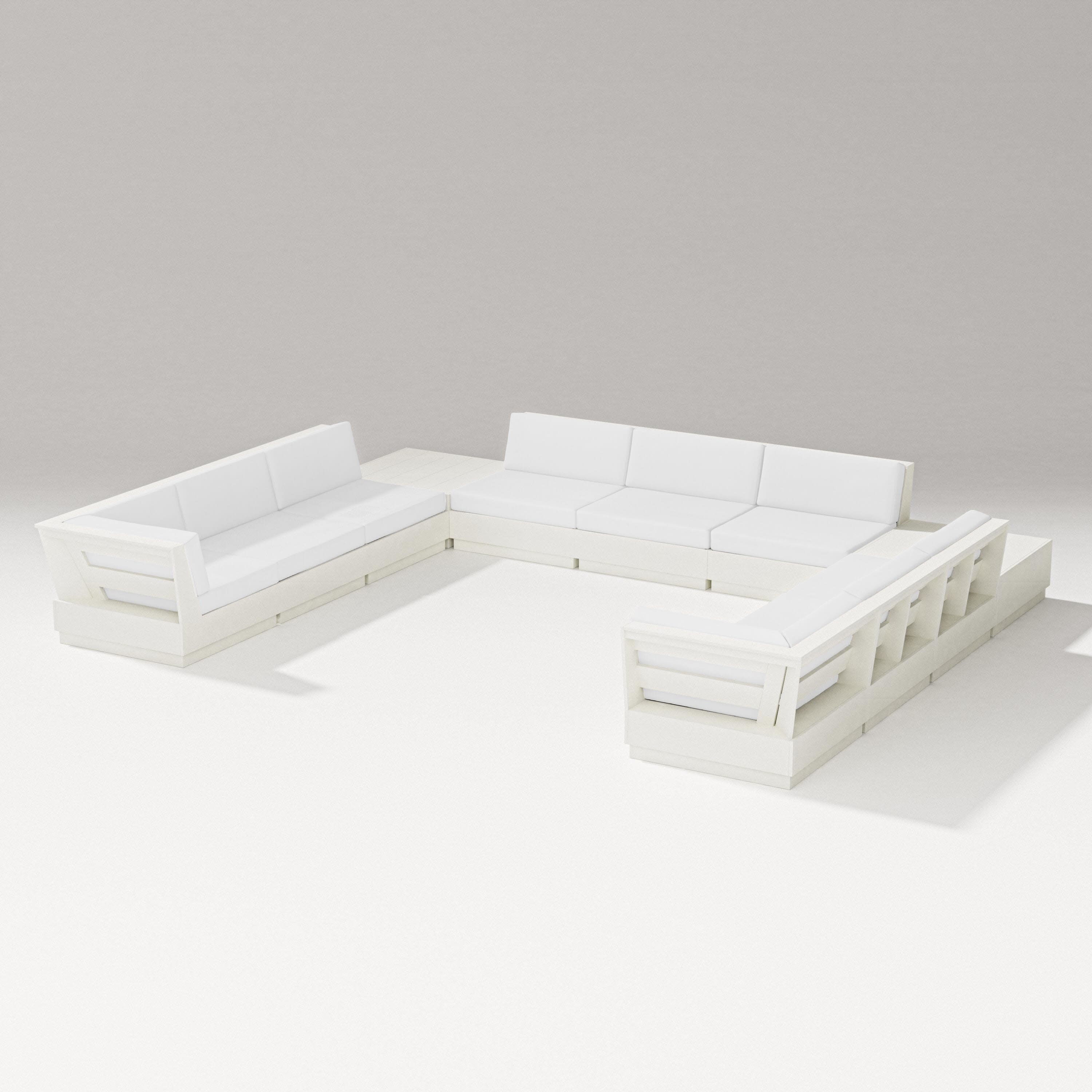 Elevate 11-Piece U-Shaped Sofa Sectional in Vintage White / Natural