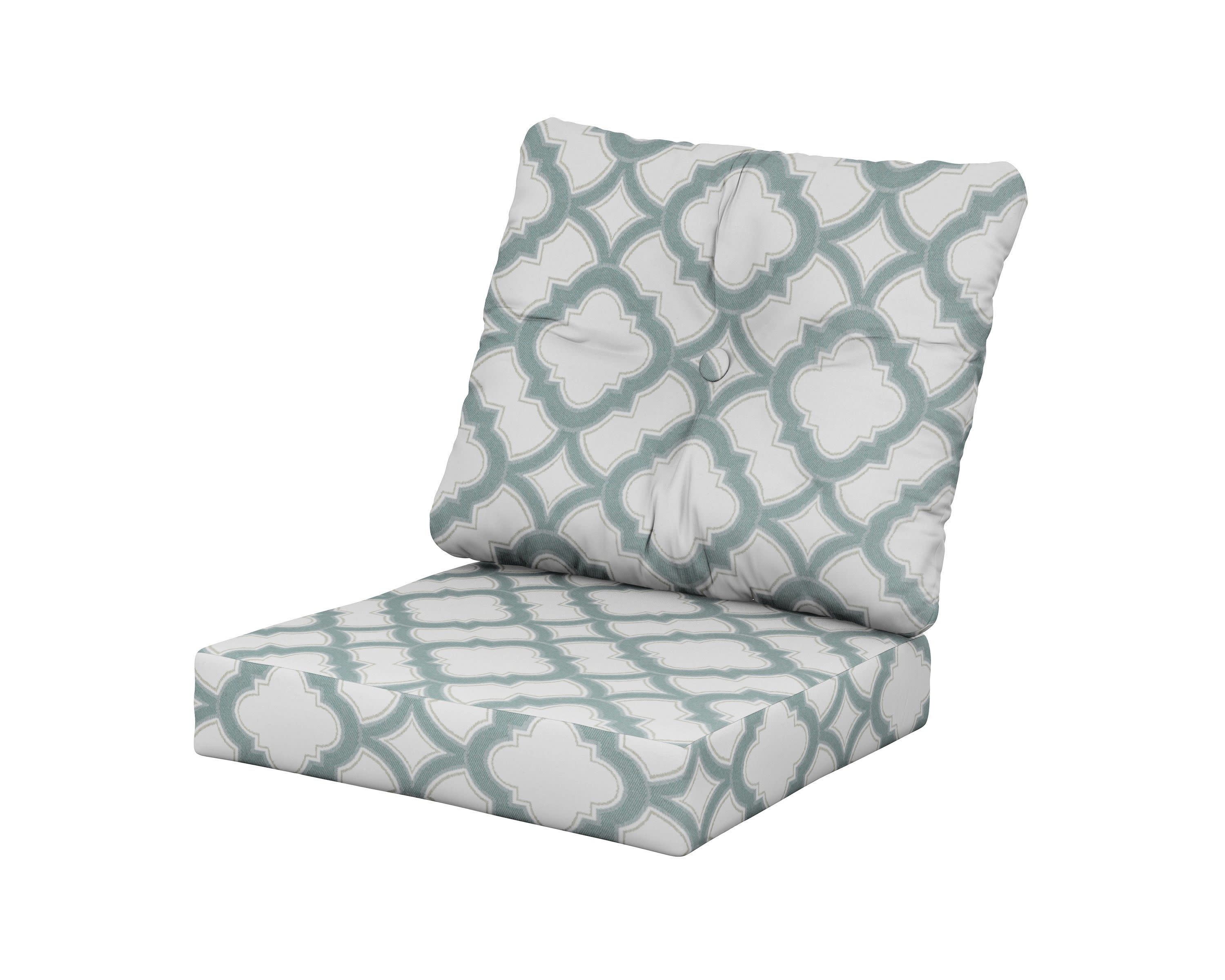 Vineyard Seat/Back Cushion in Trellis Glacier Spa