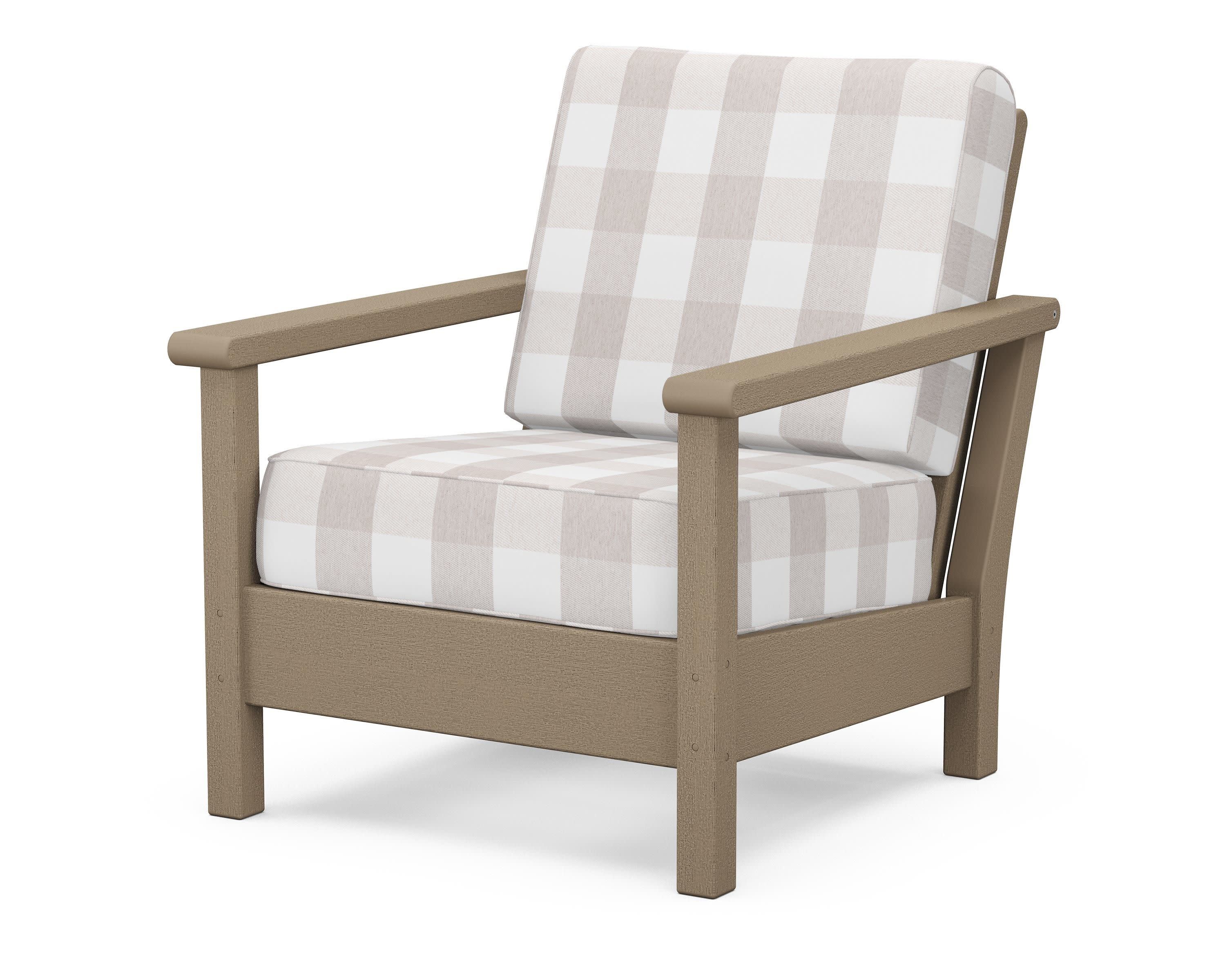 Harbour Deep Seating Chair in Vintage Sahara / Buffalo Plaid Dune Burlap
