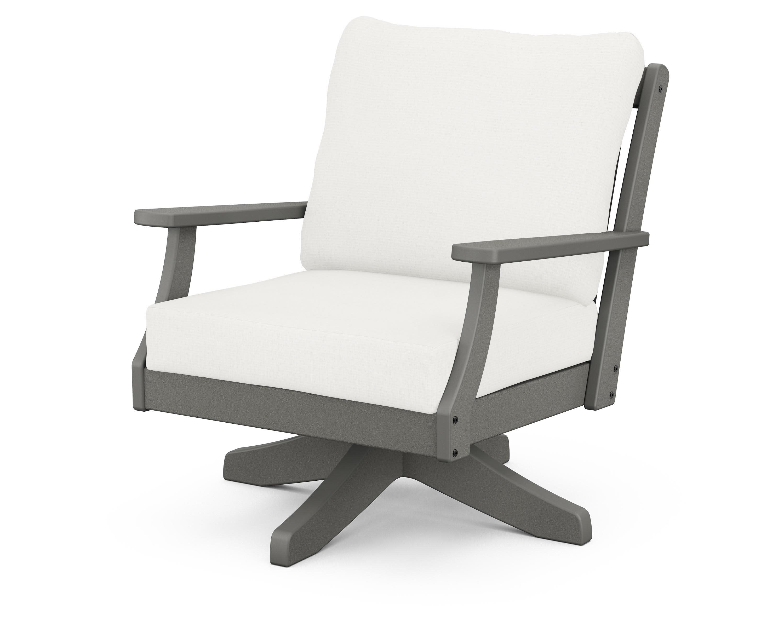 Braxton Deep Seating Swivel Chair in Slate Grey / Natural Linen