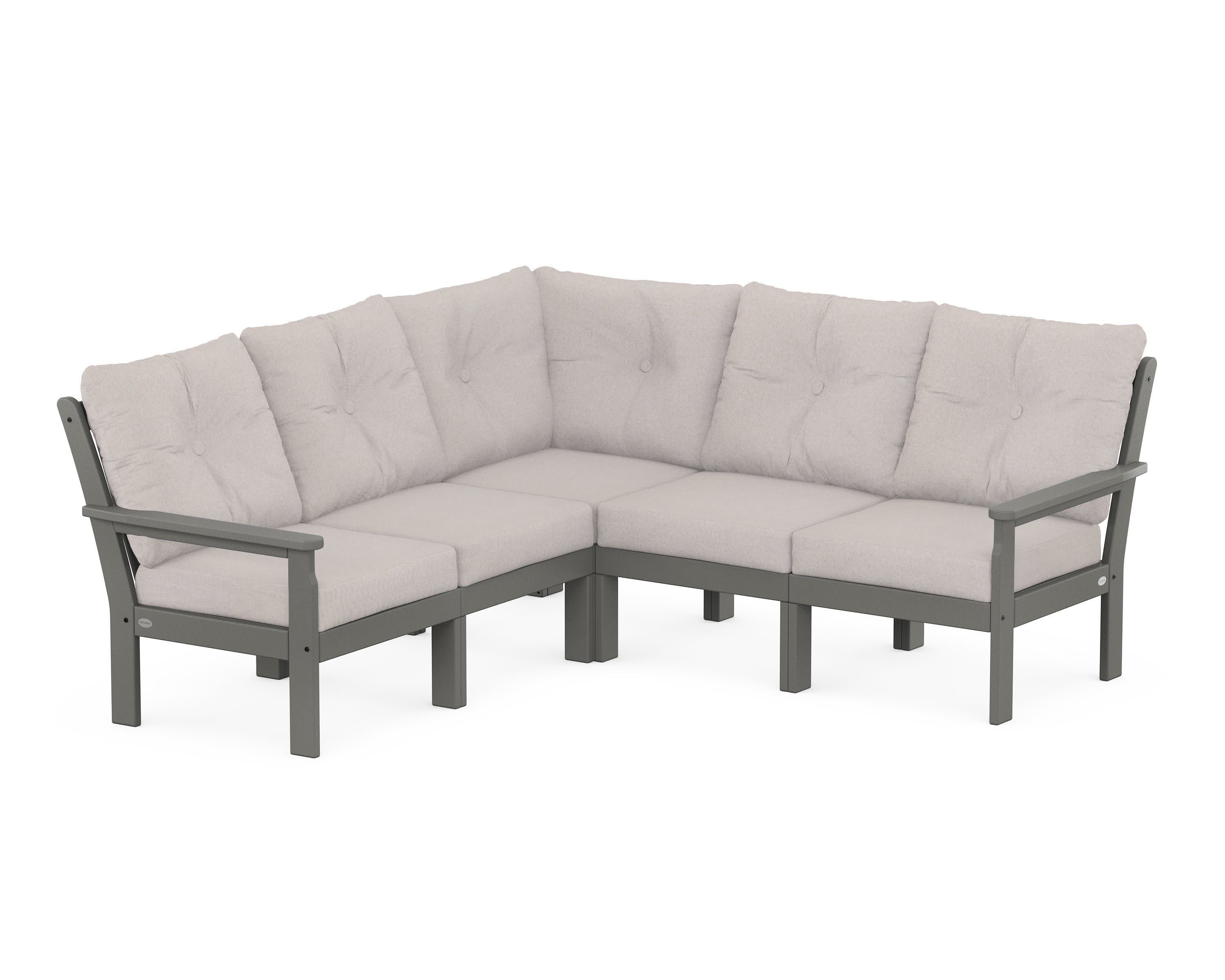 Vineyard 5-Piece Sectional in Slate Grey / Dune Burlap