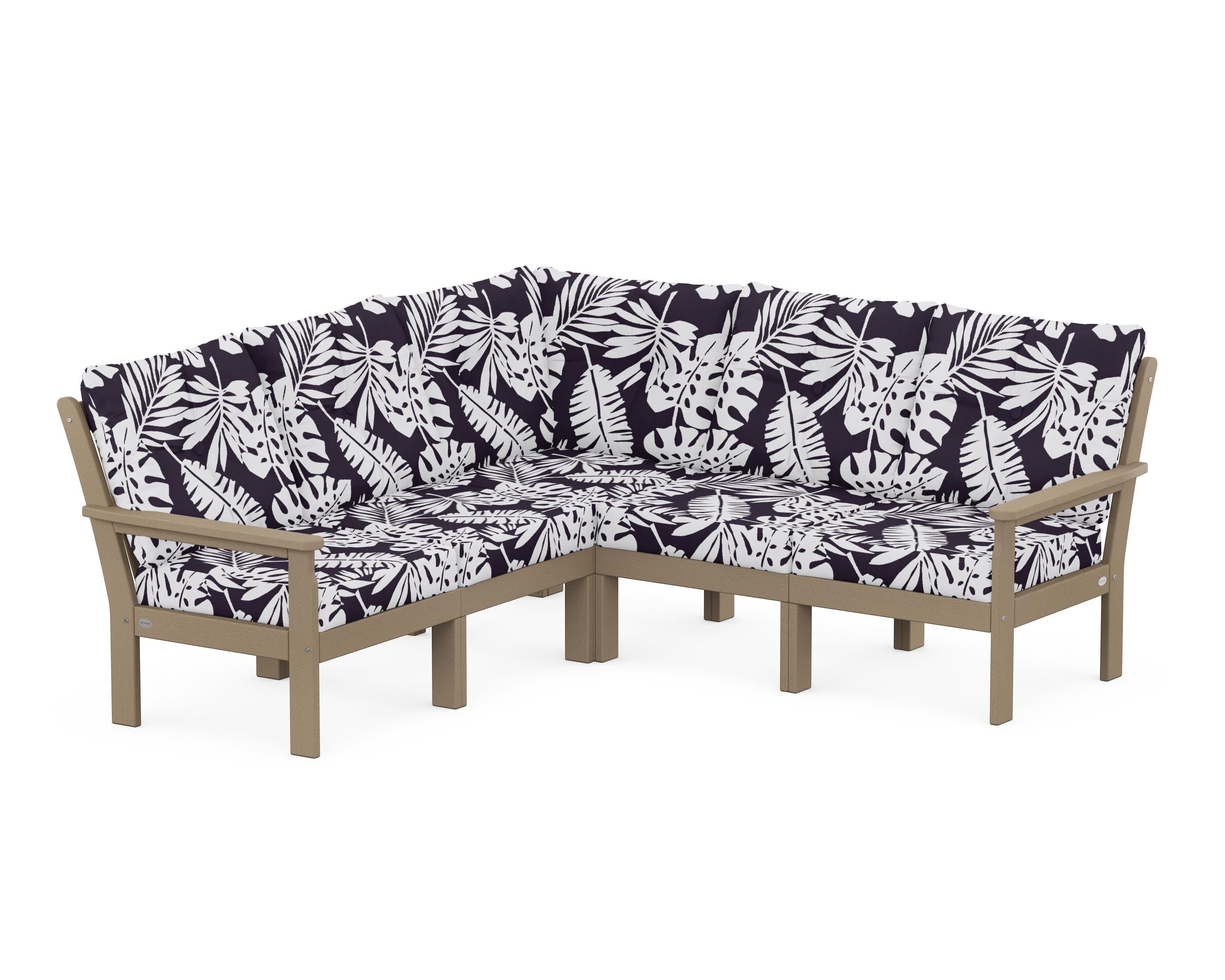 Vineyard 5-Piece Sectional in Vintage Sahara / Leaf Navy