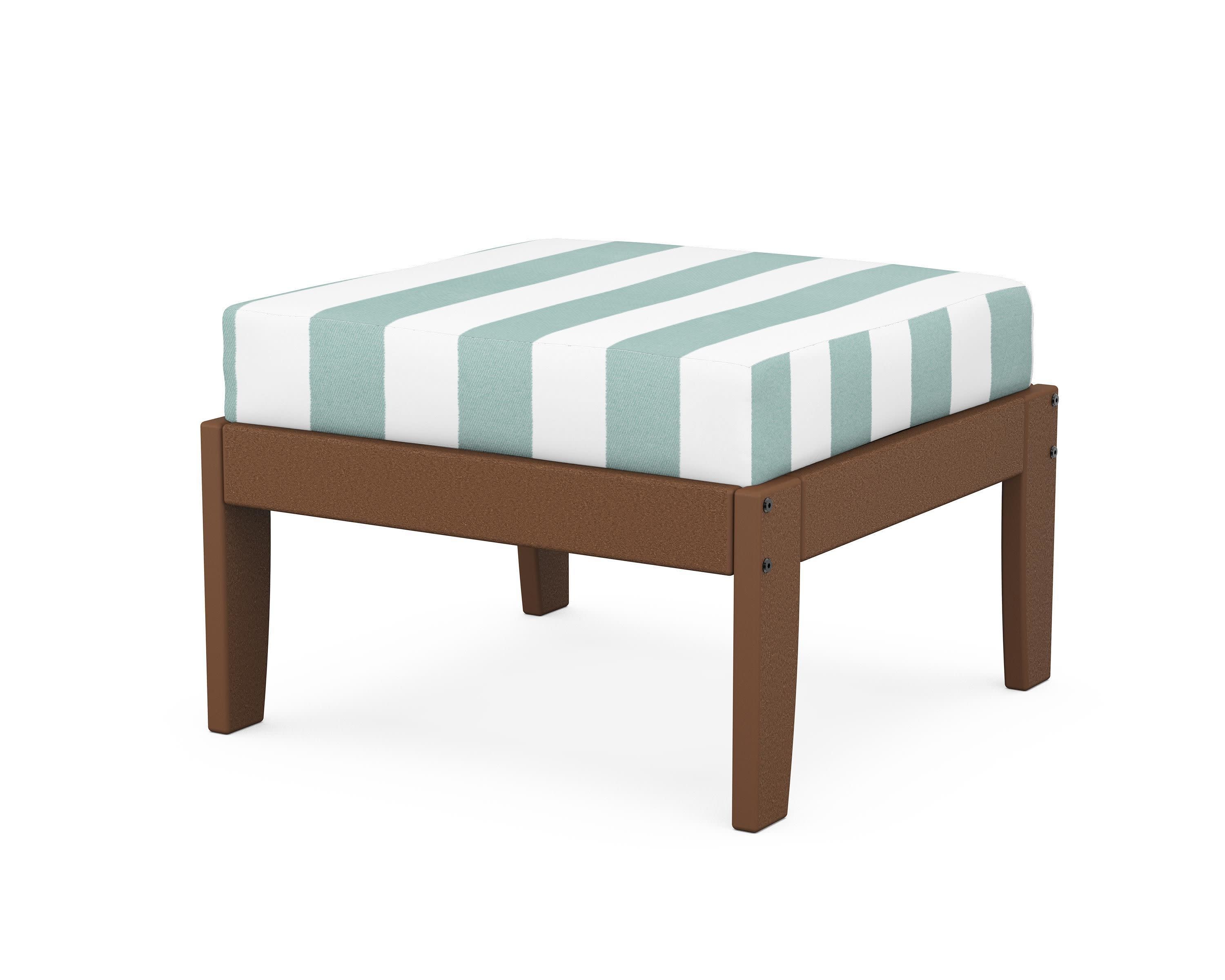 Modular Ottoman - Classic in Teak / Cabana Stripe Glacier Spa