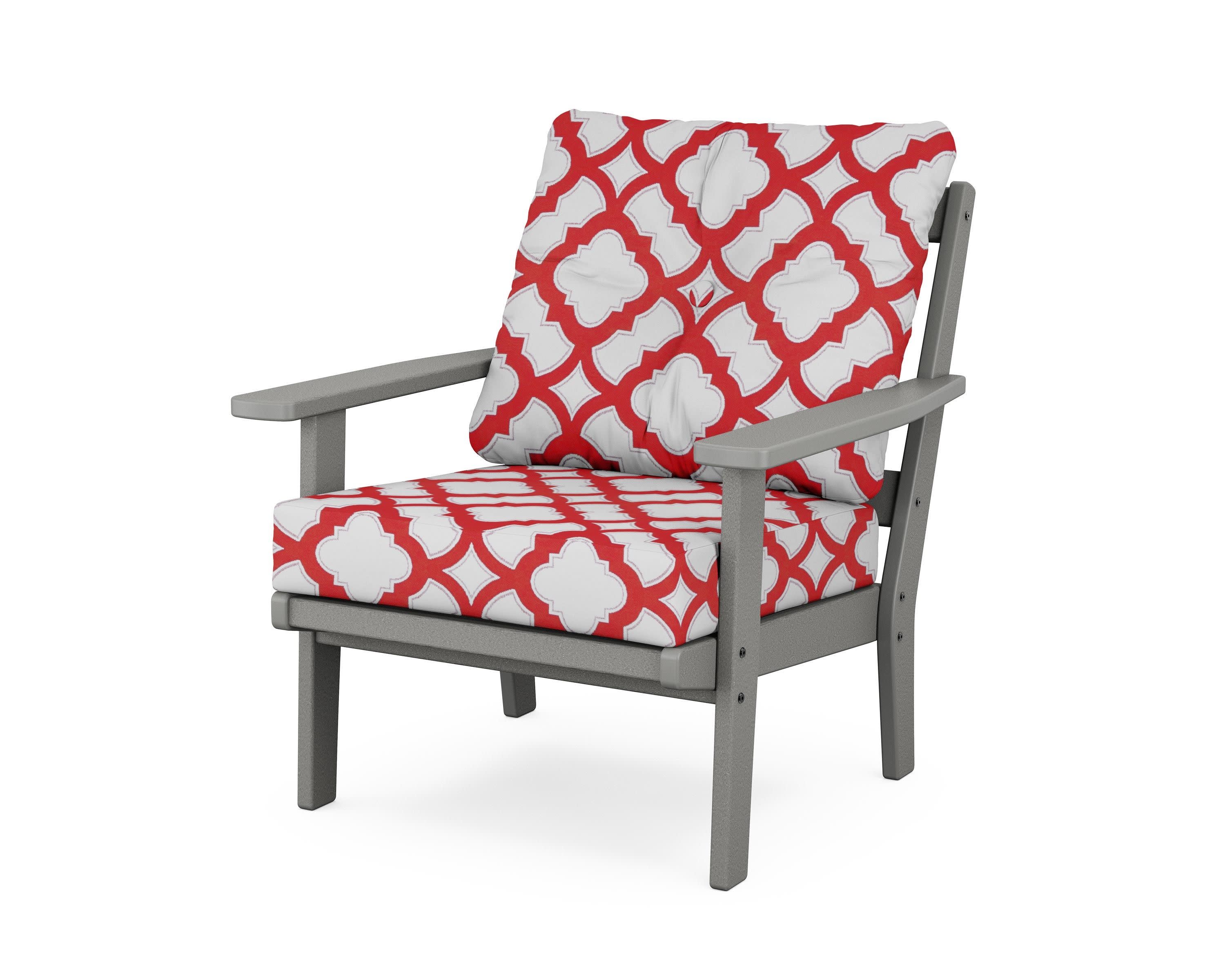 Oxford Deep Seating Chair in Slate Grey / Trellis Crimson