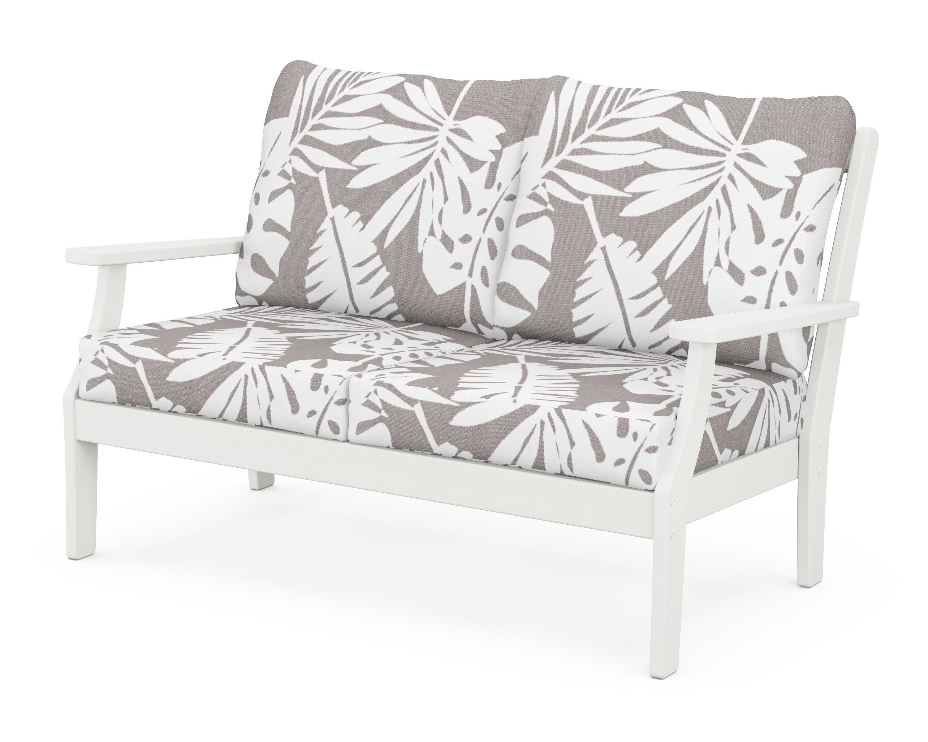 Braxton Deep Seating Loveseat in Vintage White / Leaf Grey Mist
