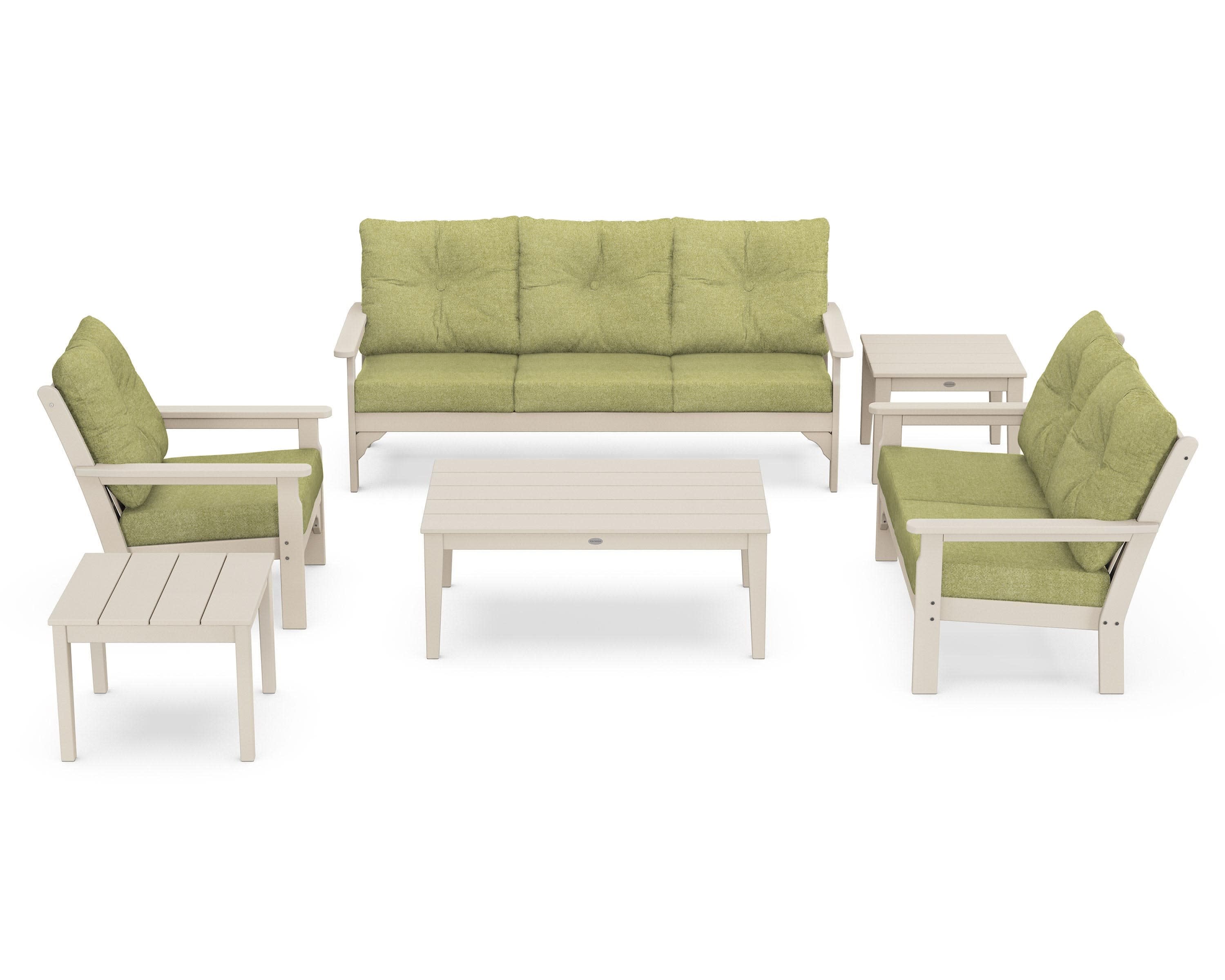 Vineyard 6-Piece Deep Seating Set in Sand / Chartreuse Boucle