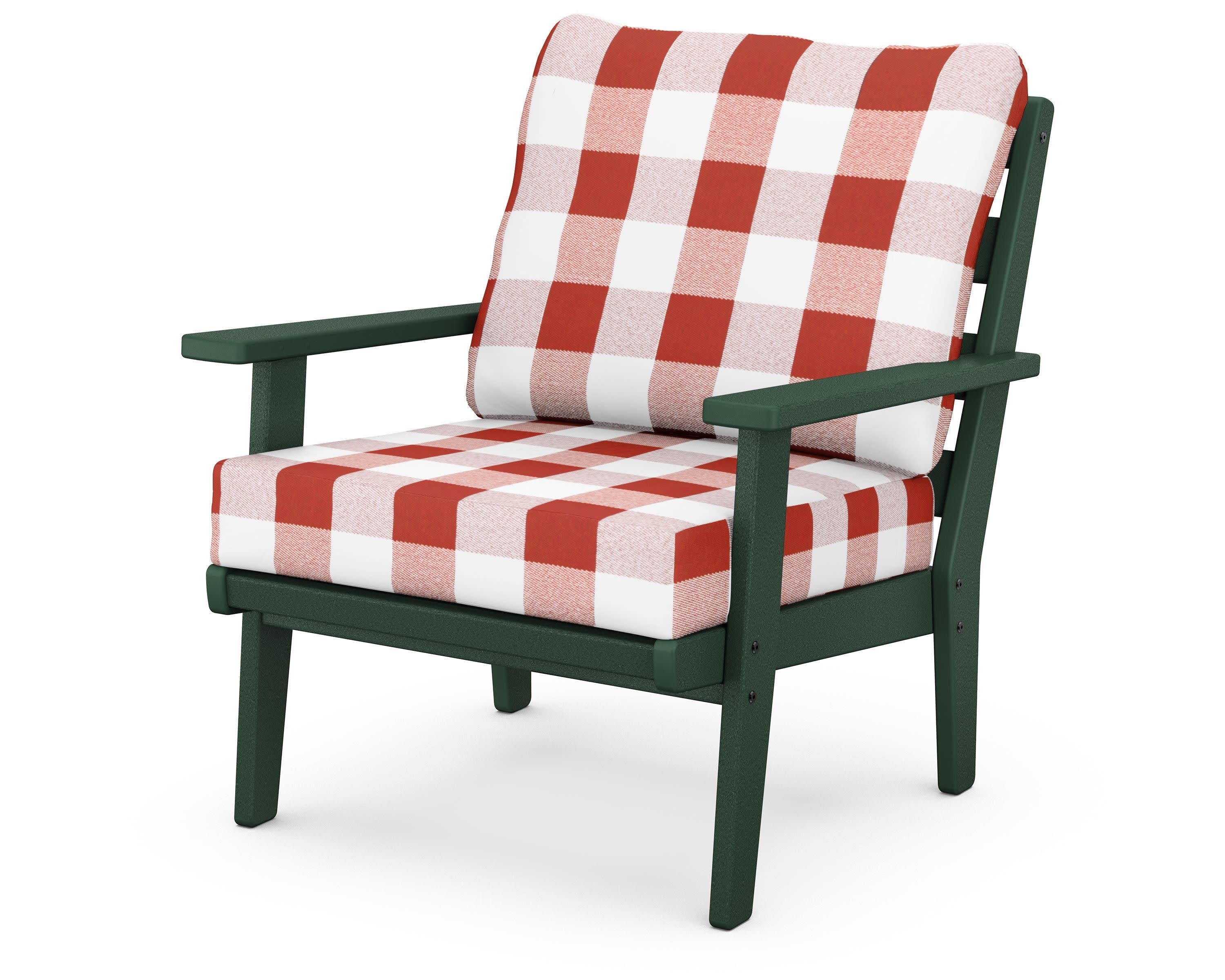 Grant Park Deep Seating Chair in Green / Buffalo Plaid Crimson