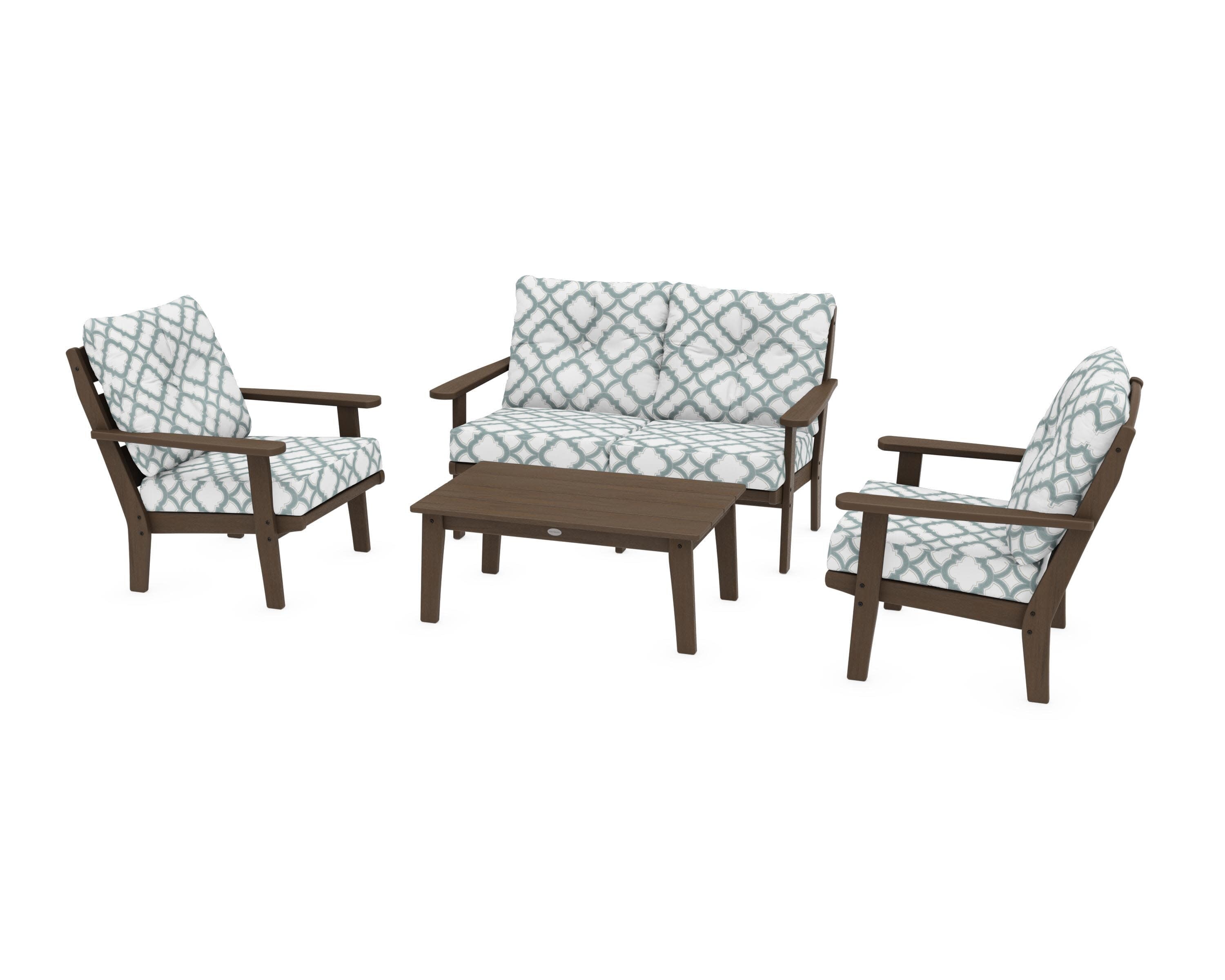 Lakeside 4-Piece Deep Seating Set in Kona / Trellis Glacier Spa