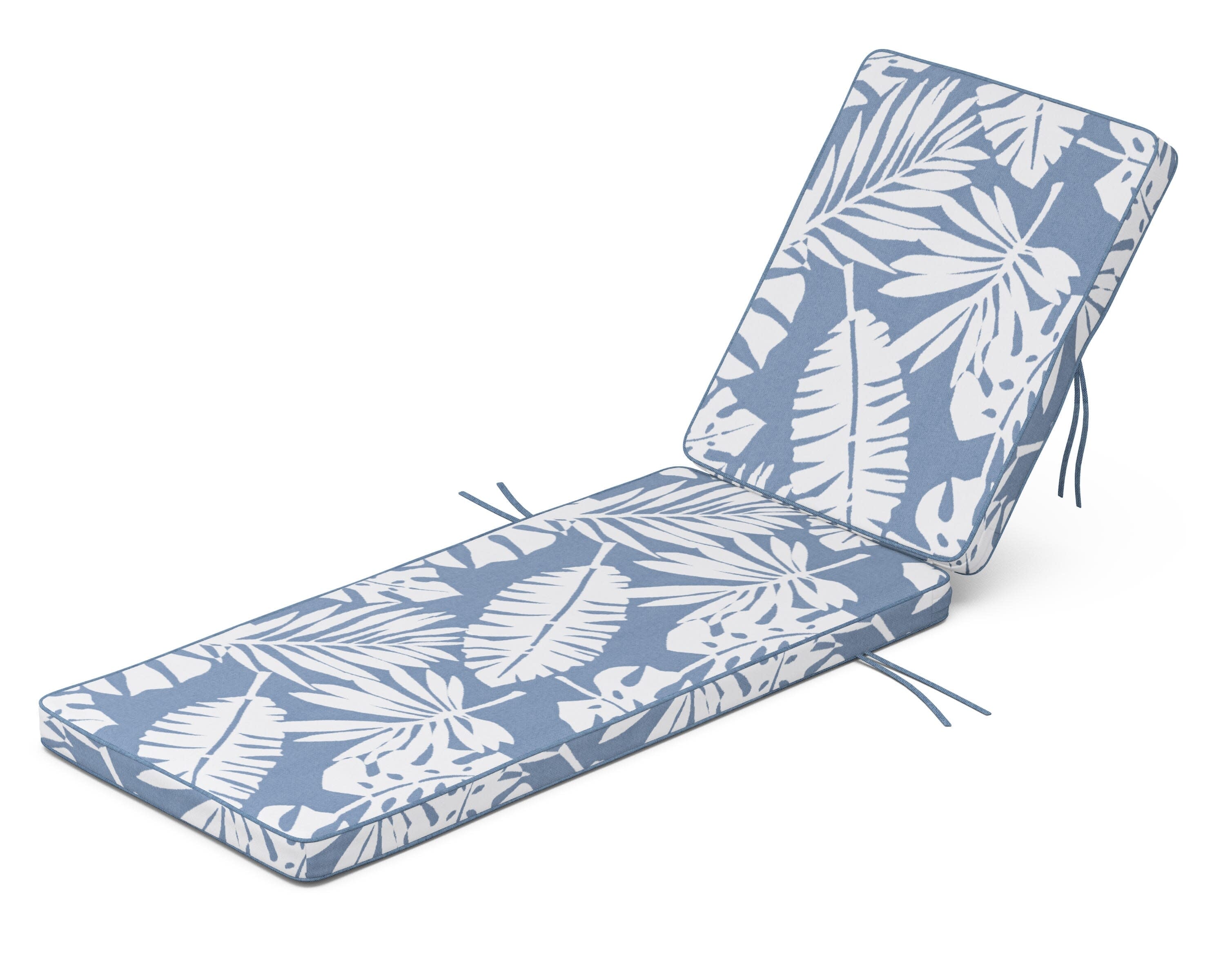 Acadia Chaise Cushion in Leaf Sky Blue