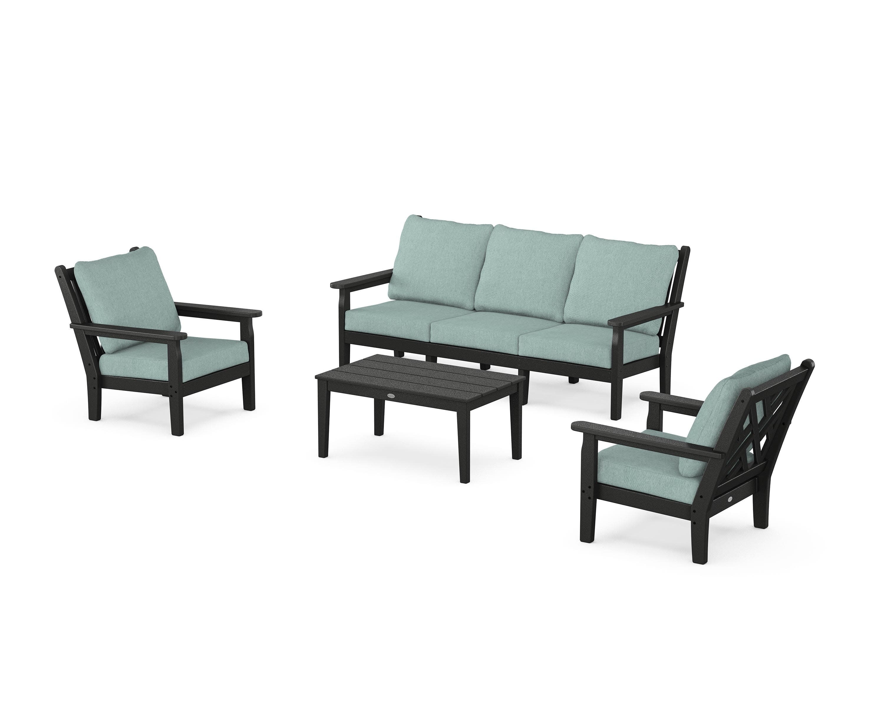 Chippendale 4-Piece Deep Seating Set with Sofa in Black / Glacier Spa